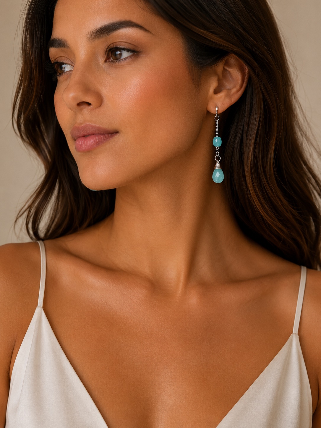 925 Sterling Silver Push Back dangles with Amazonite Gemstones - thumbnail 2 of 2