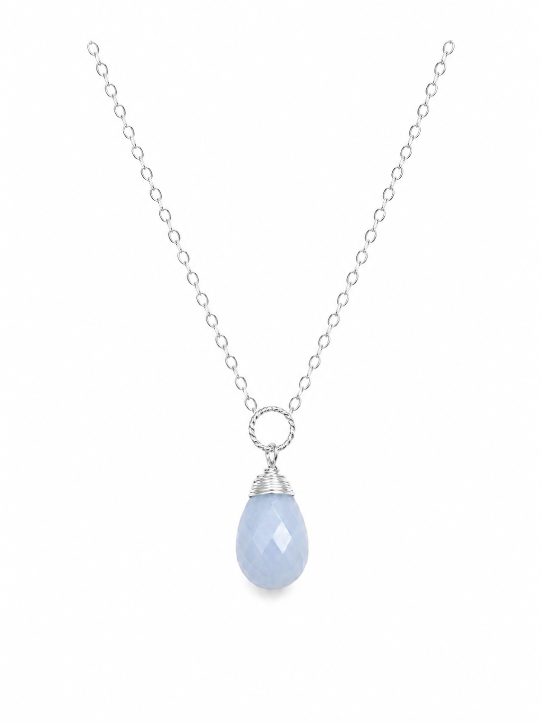 Italy 925 Sterling Silver Necklace With Blue Opal Pendant