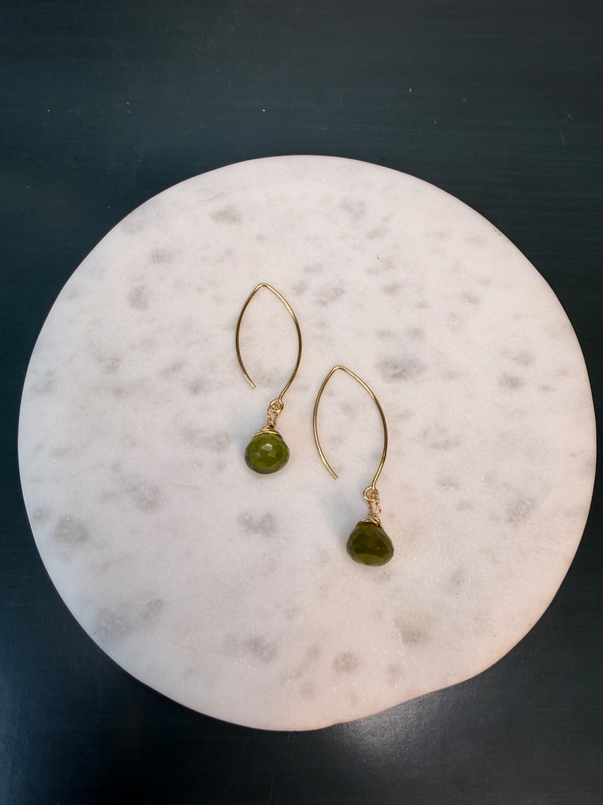Vesuvianite Gemstone Gold Filled Hook Threader Earrings  - thumbnail 3 of 3