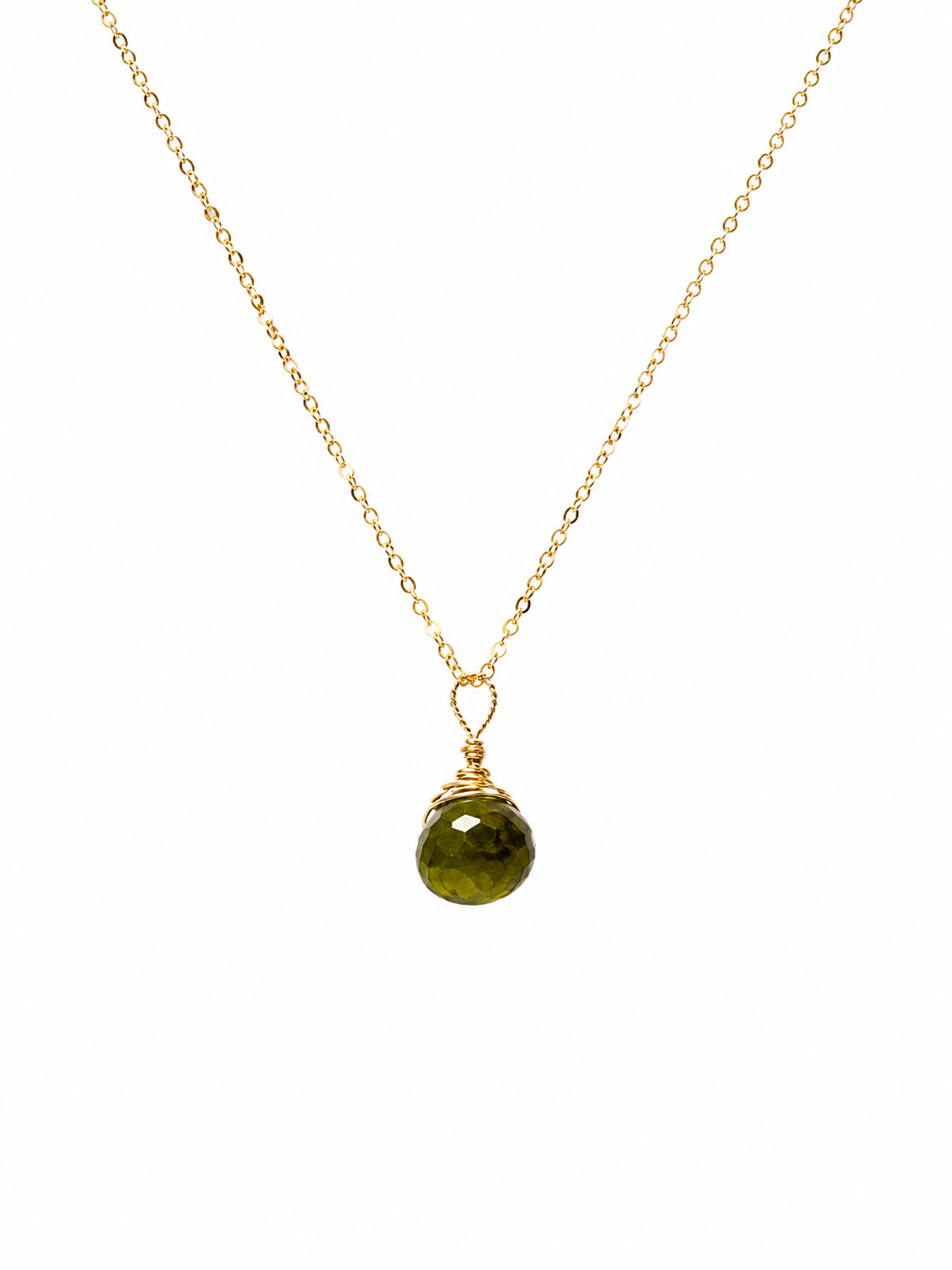Vesuvianite Gemstone Pendant on Gold Filled Necklace 