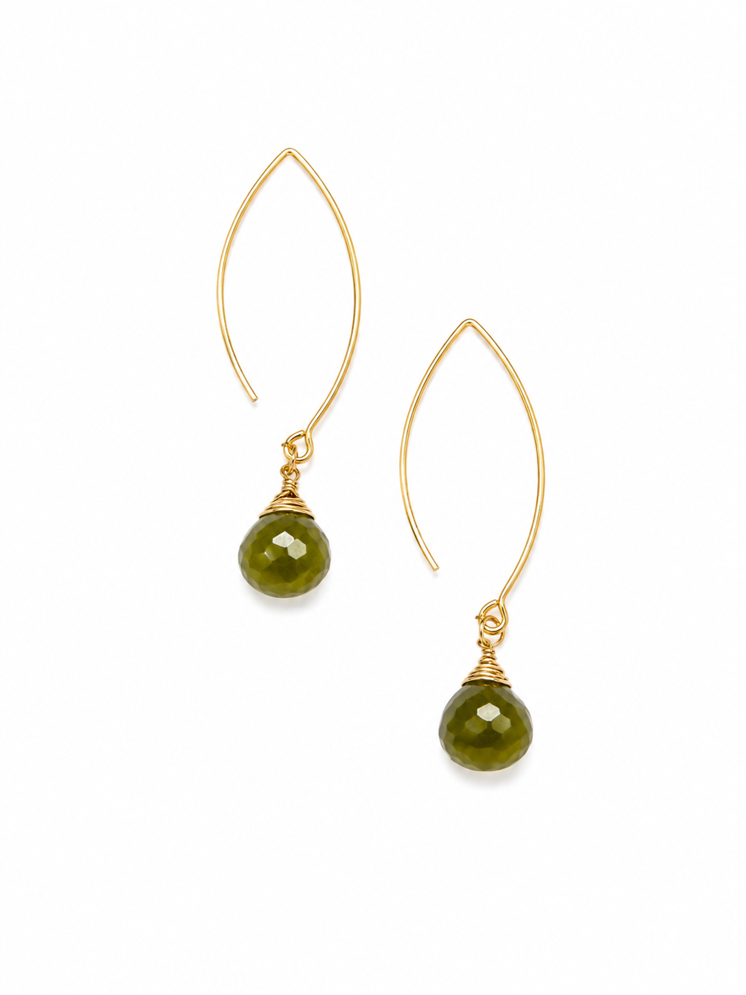 Vesuvianite Gemstone Gold Filled Hook Threader Earrings 