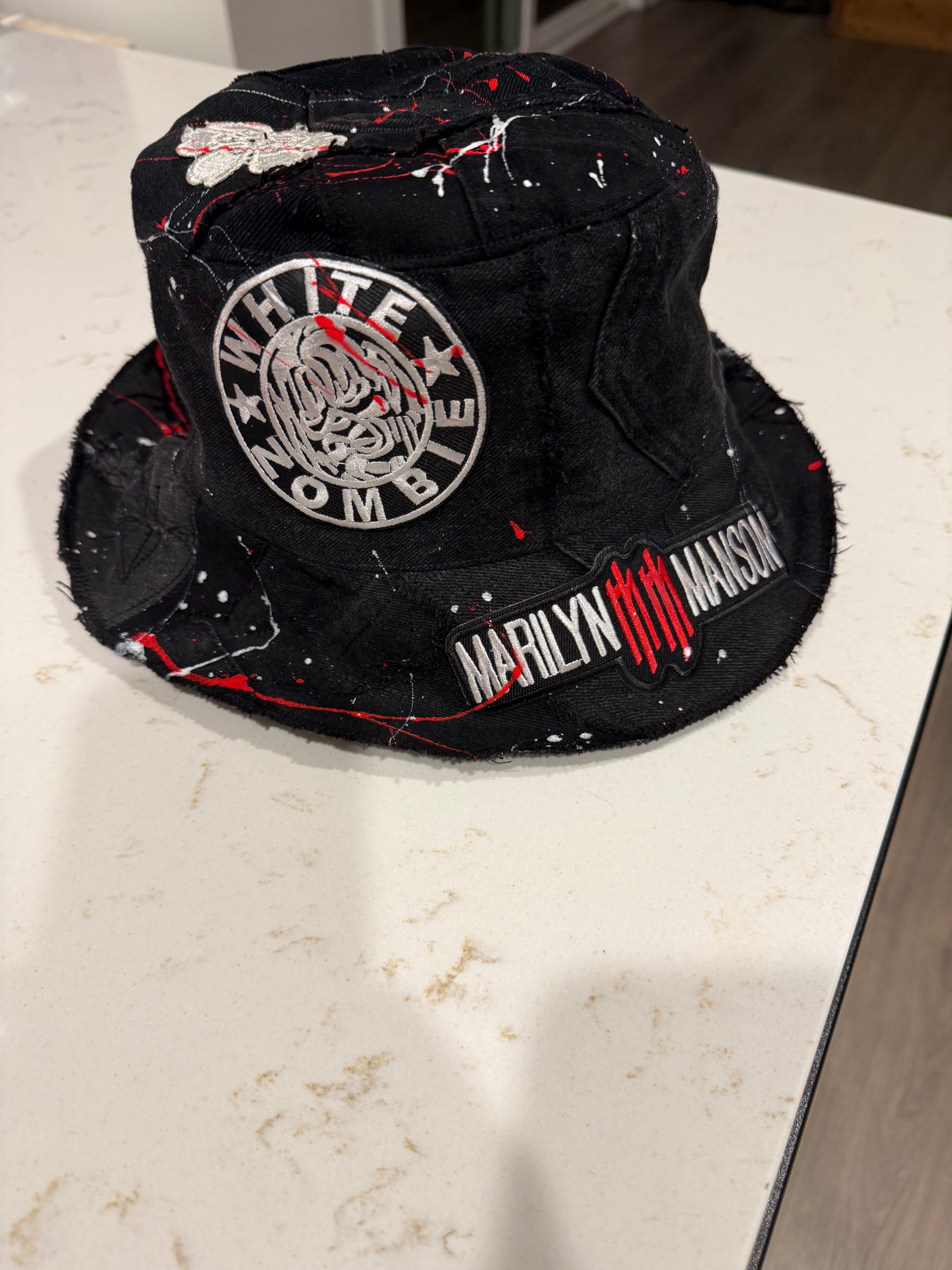 White Zombie & Marilyn Manson Upcycled Bucket Hat - thumbnail 2 of 4