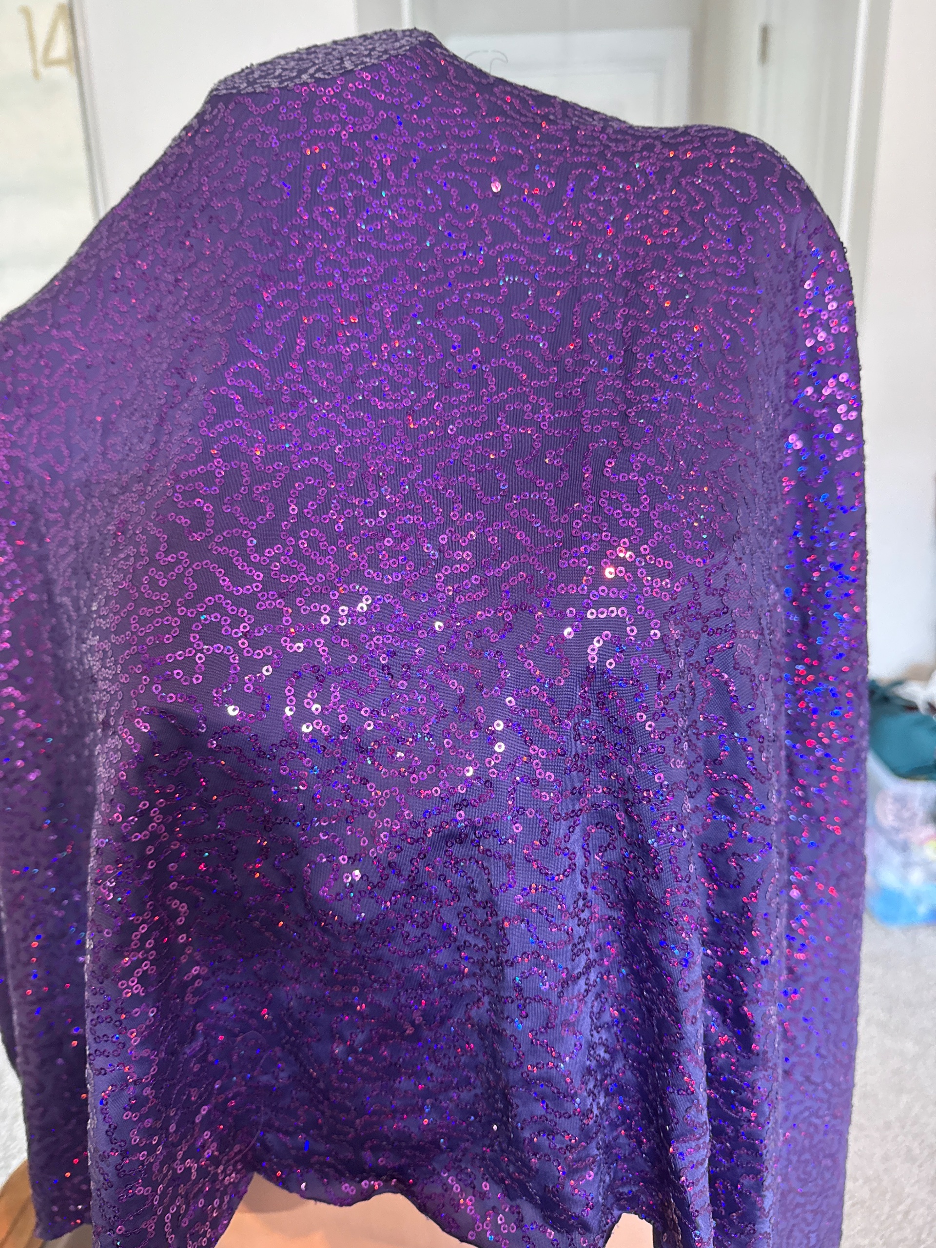 Purple sequin stretch fabric