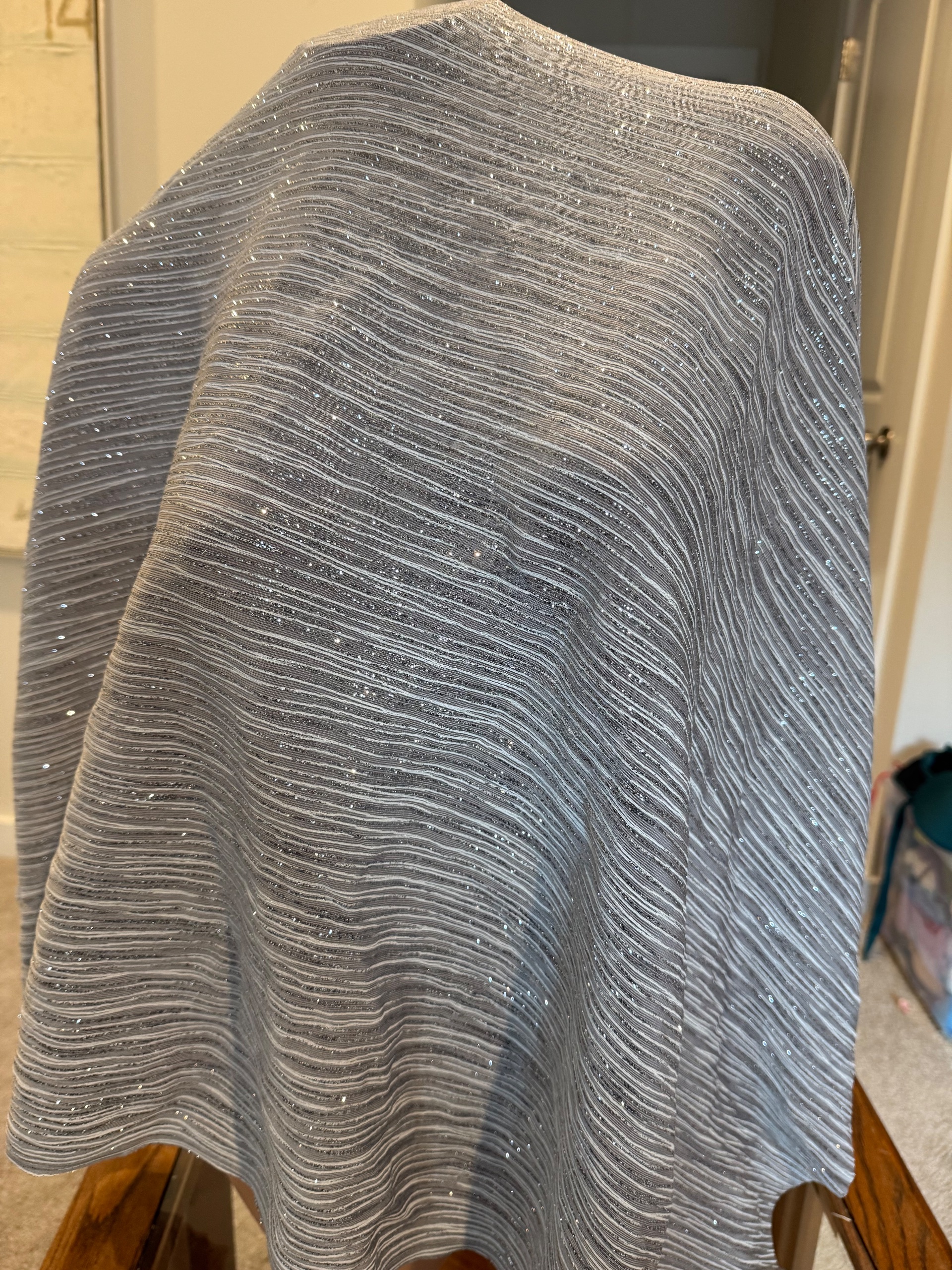 Silver Moonlight Glitter Stretch Fabric – 1 Yard