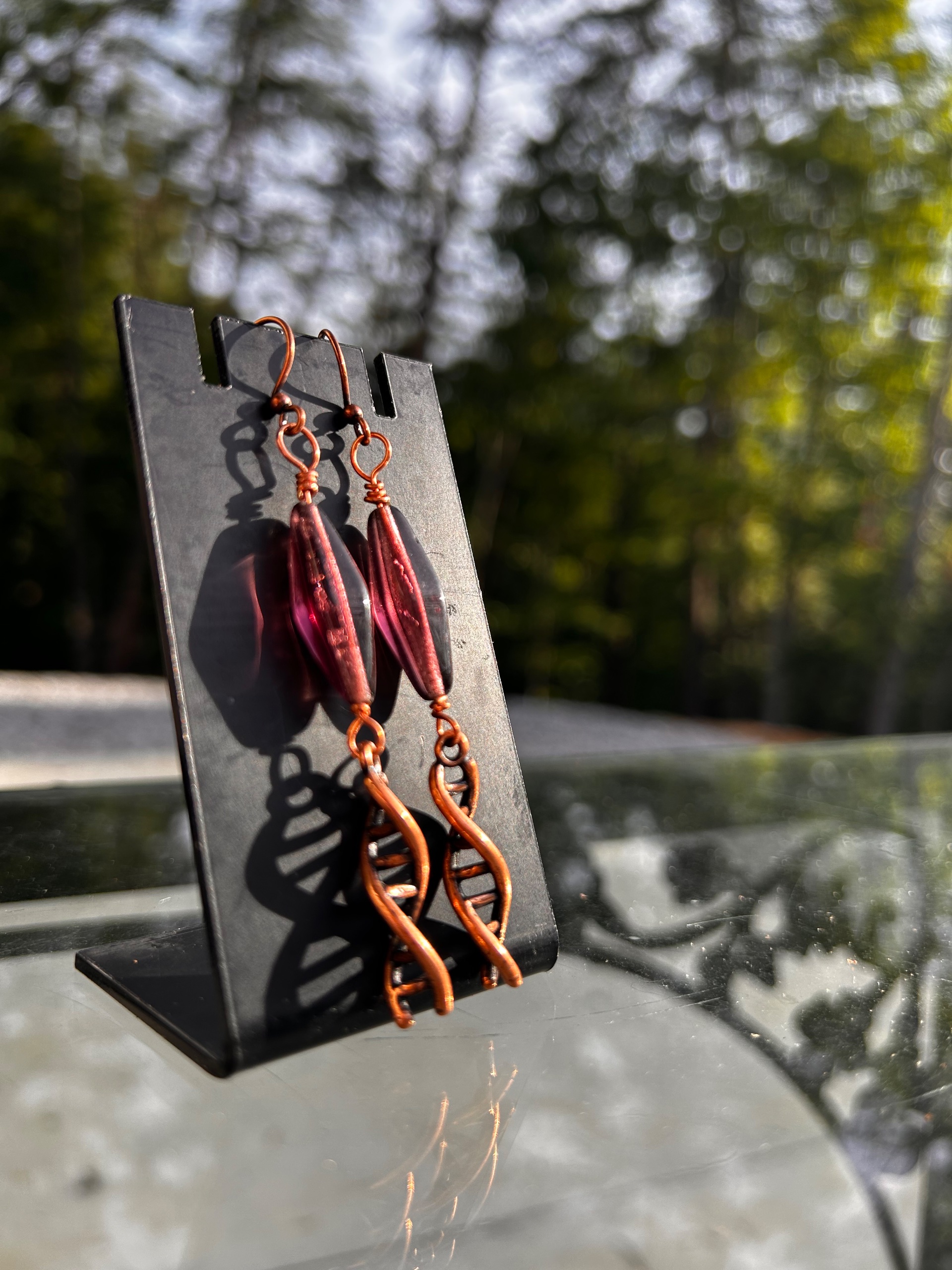 Handmade Copper Plated DNA Double Helix Earrings  - thumbnail 2 of 5