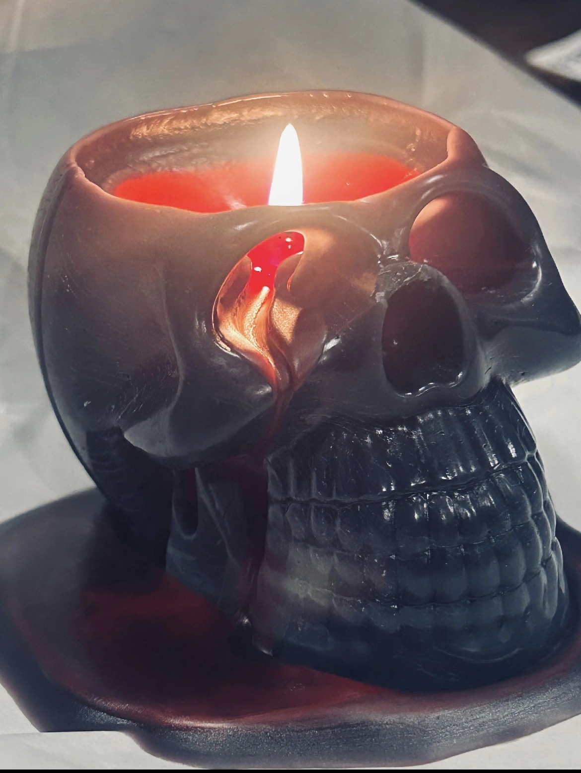 White Bleeding Skull Candle - Bourbon Scented - thumbnail 4 of 6