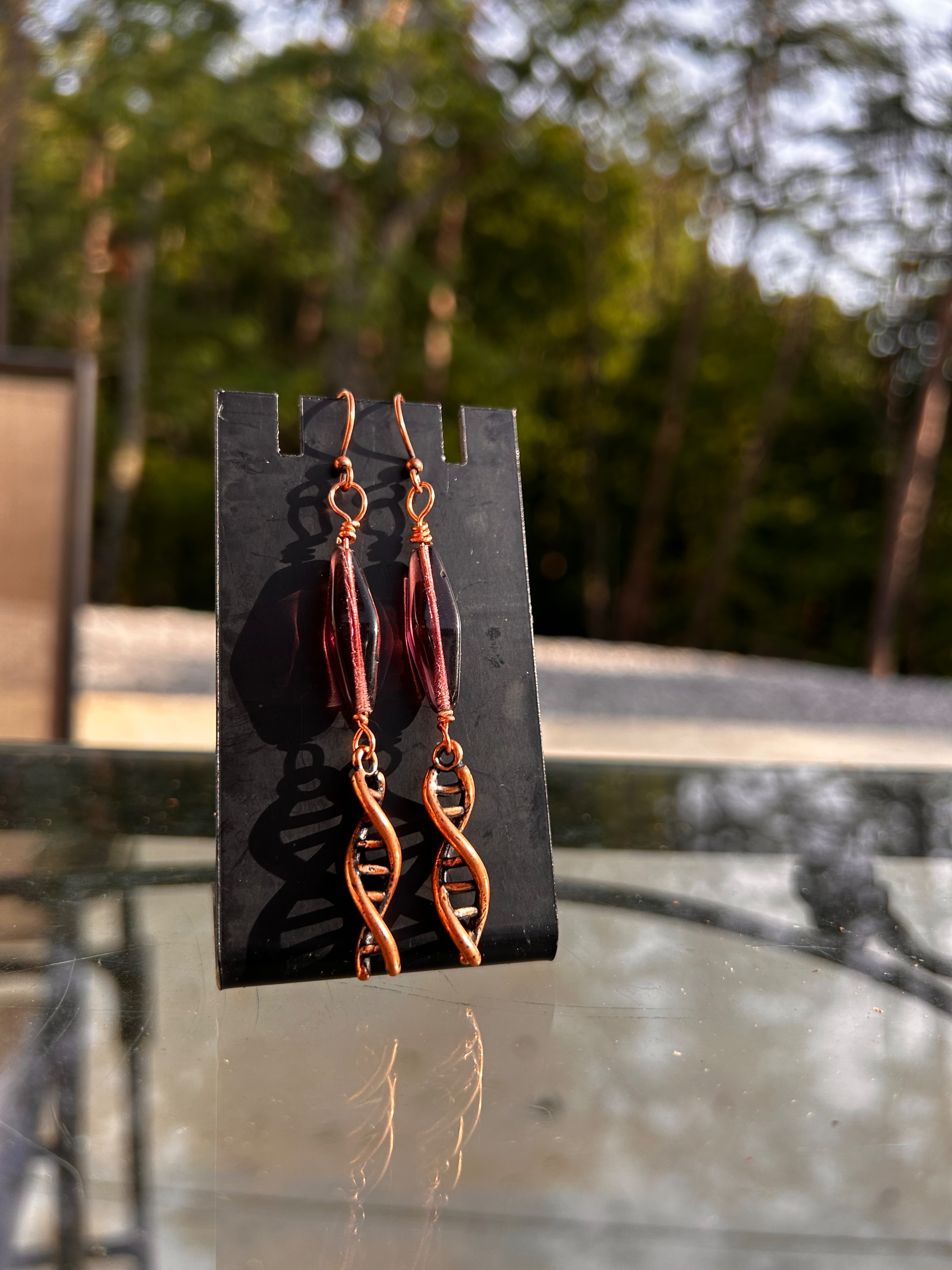 Handmade Copper Plated DNA Double Helix Earrings  - thumbnail 4 of 5