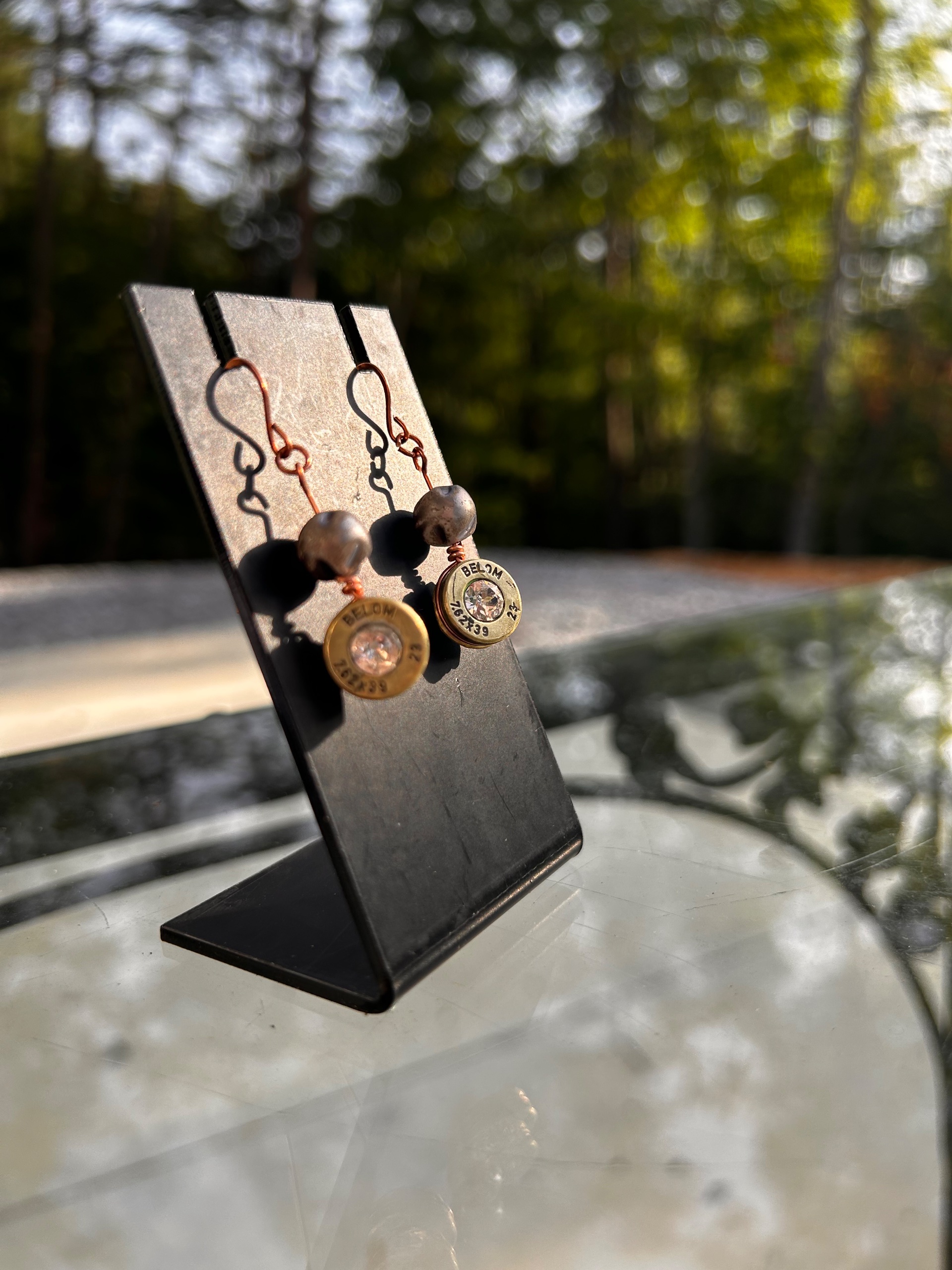 Upcycled Bullet Casing Dangle Earrings - thumbnail 2 of 5