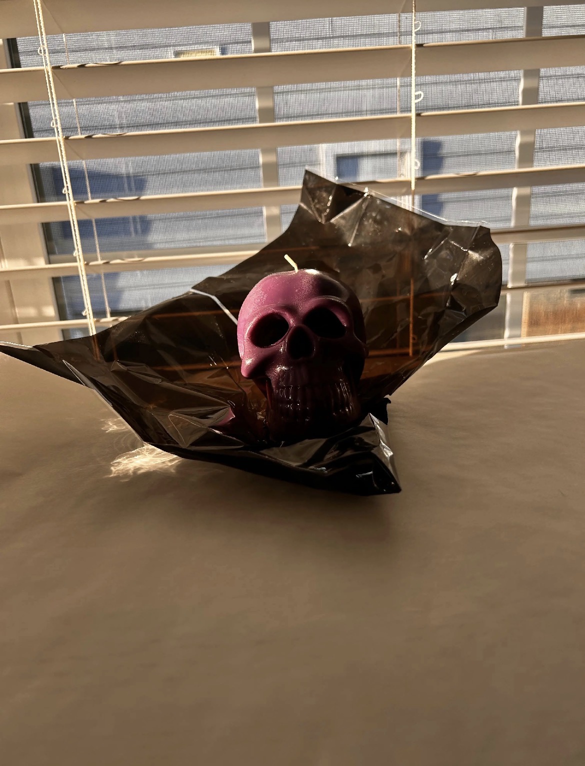Purple Bleeding Skull Candle - Cherry Blossom Scent - thumbnail 3 of 4