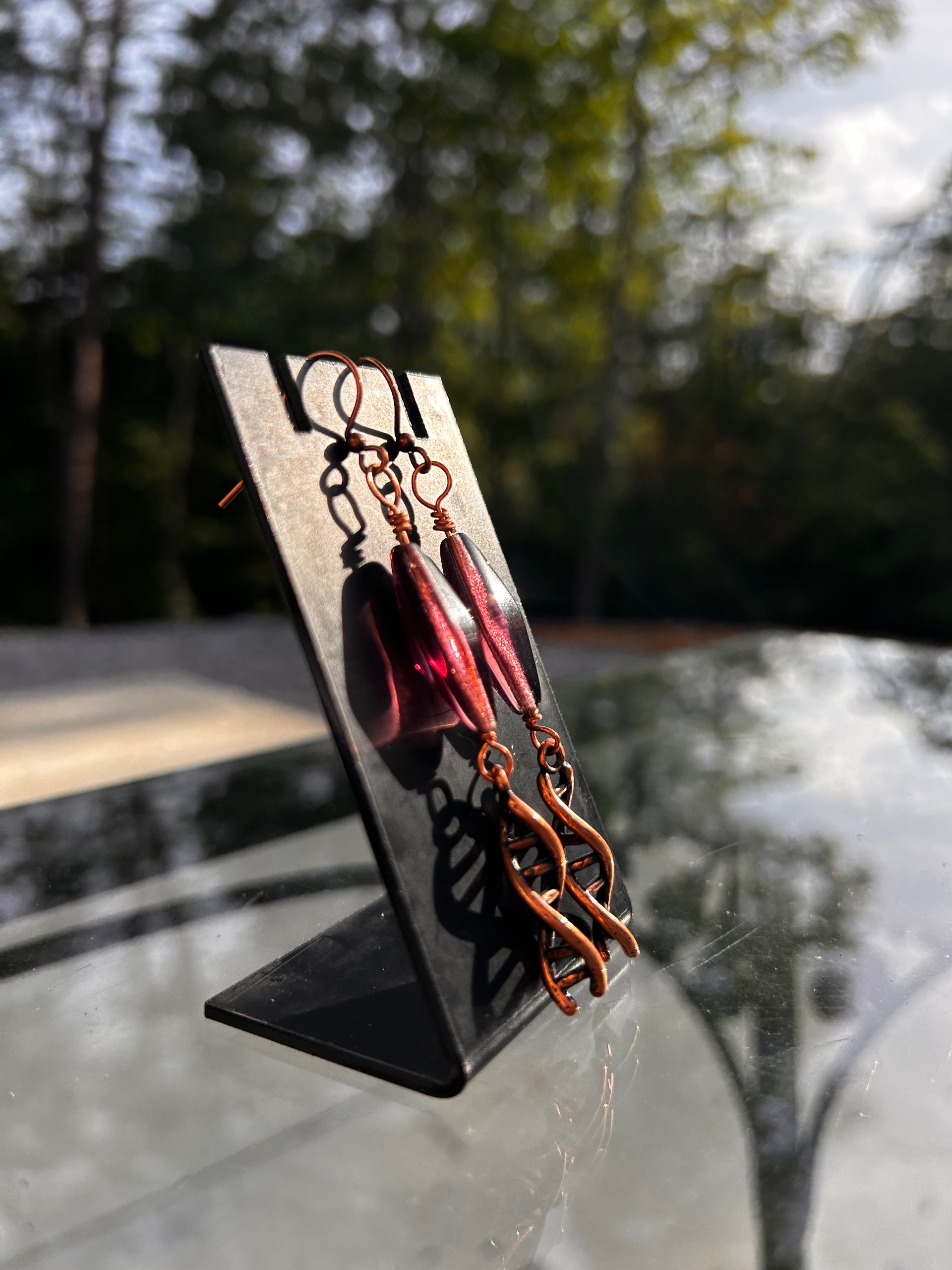 Handmade Copper Plated DNA Double Helix Earrings  - thumbnail 3 of 5