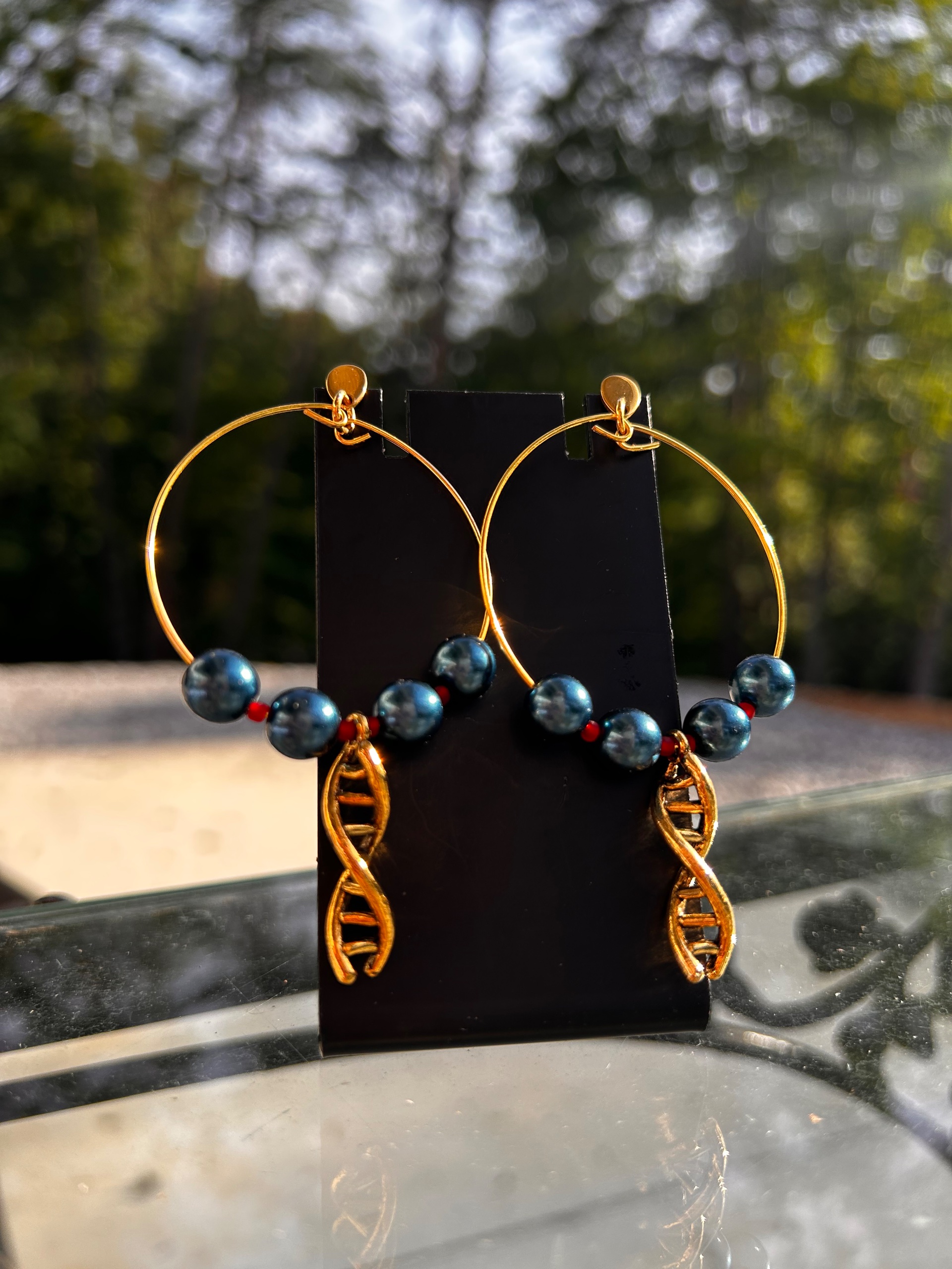DNA Double Helix Charm Gold-Plated Hoop Earrings - thumbnail 4 of 6