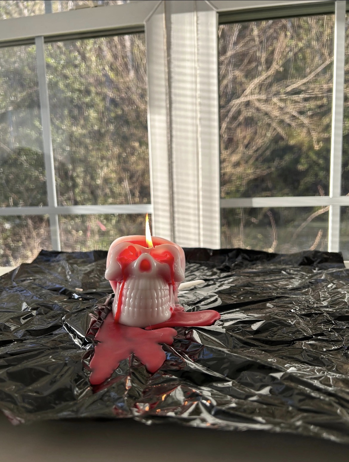 White Bleeding Skull Candle - Lavender Scent - thumbnail 2 of 4