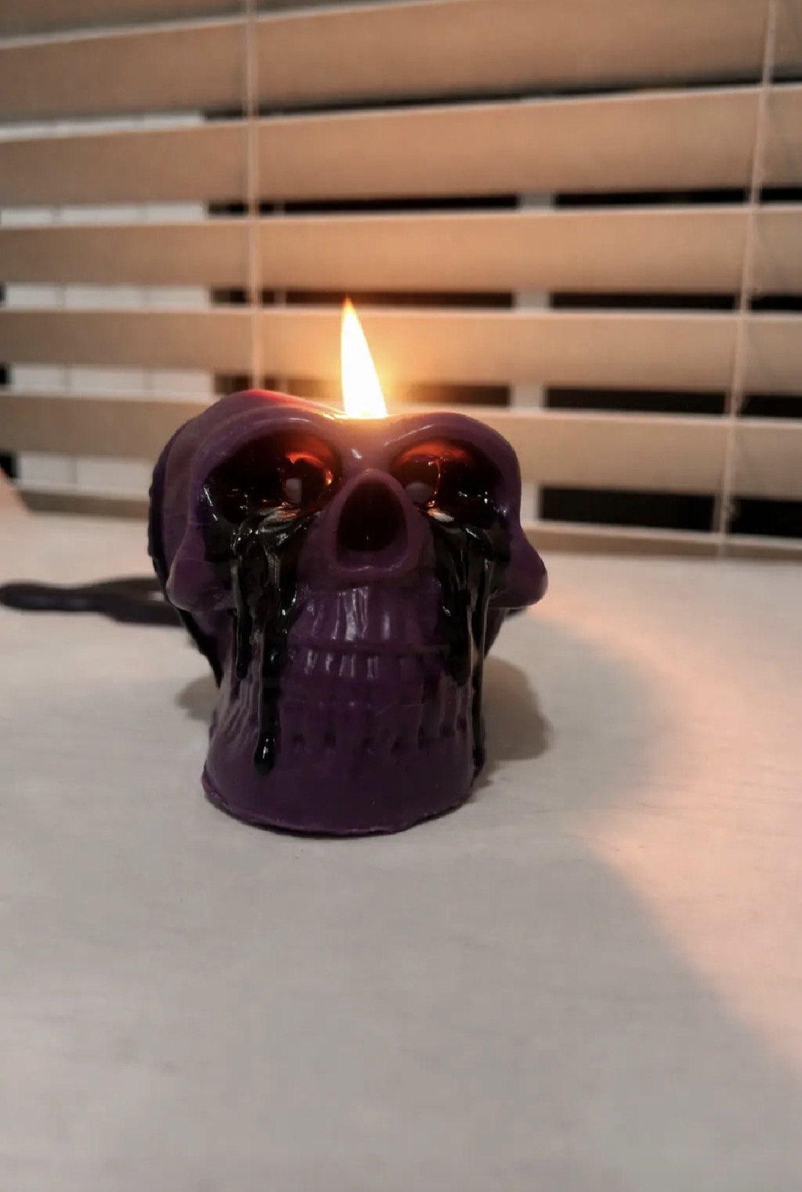 Purple Bleeding Skull Candle - Cherry Blossom Scent