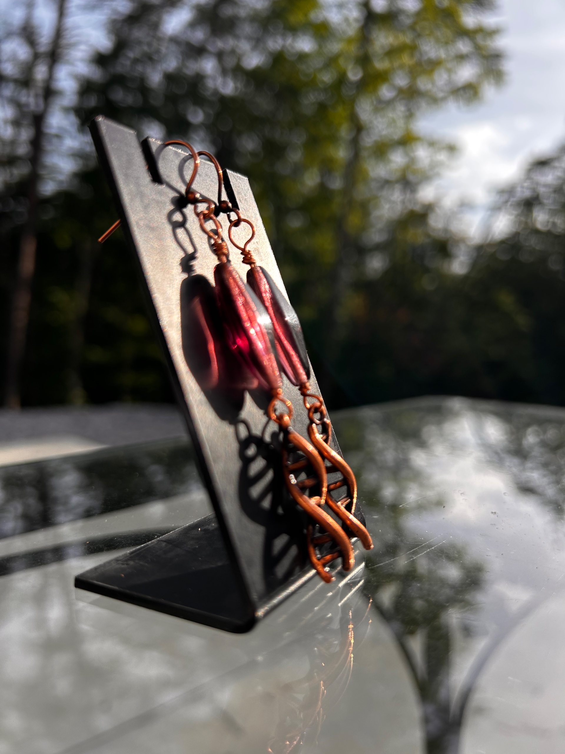 Handmade Copper Plated DNA Double Helix Earrings 