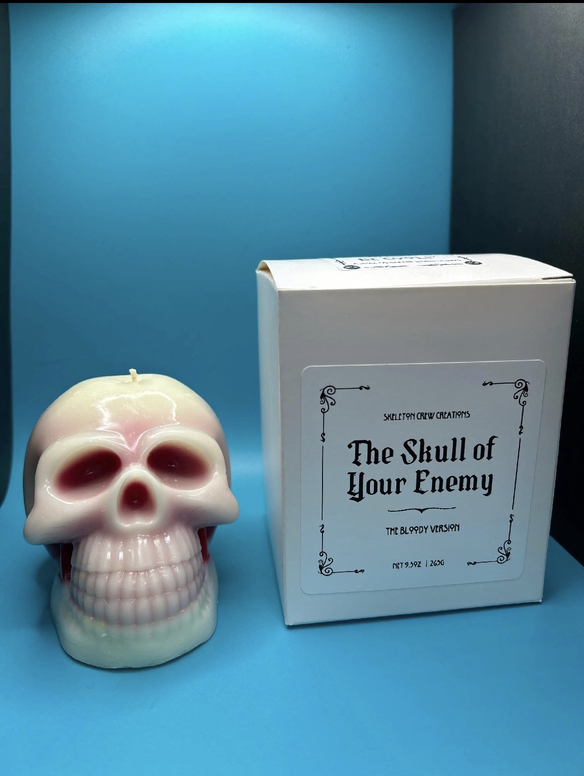 White Bleeding Skull Candle - Bourbon Scented