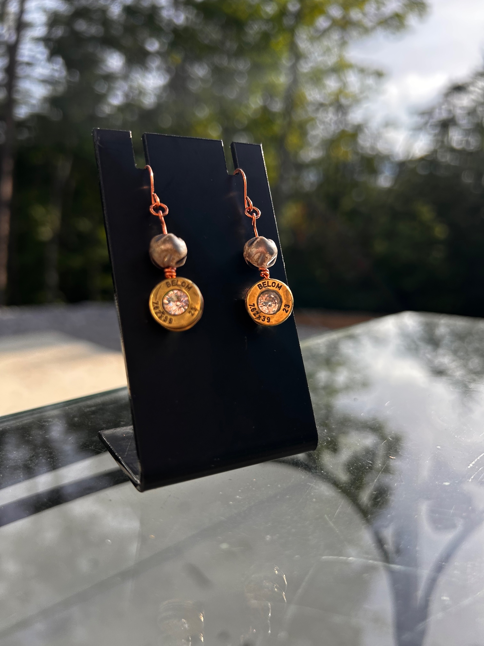 Upcycled Bullet Casing Dangle Earrings - thumbnail 5 of 5