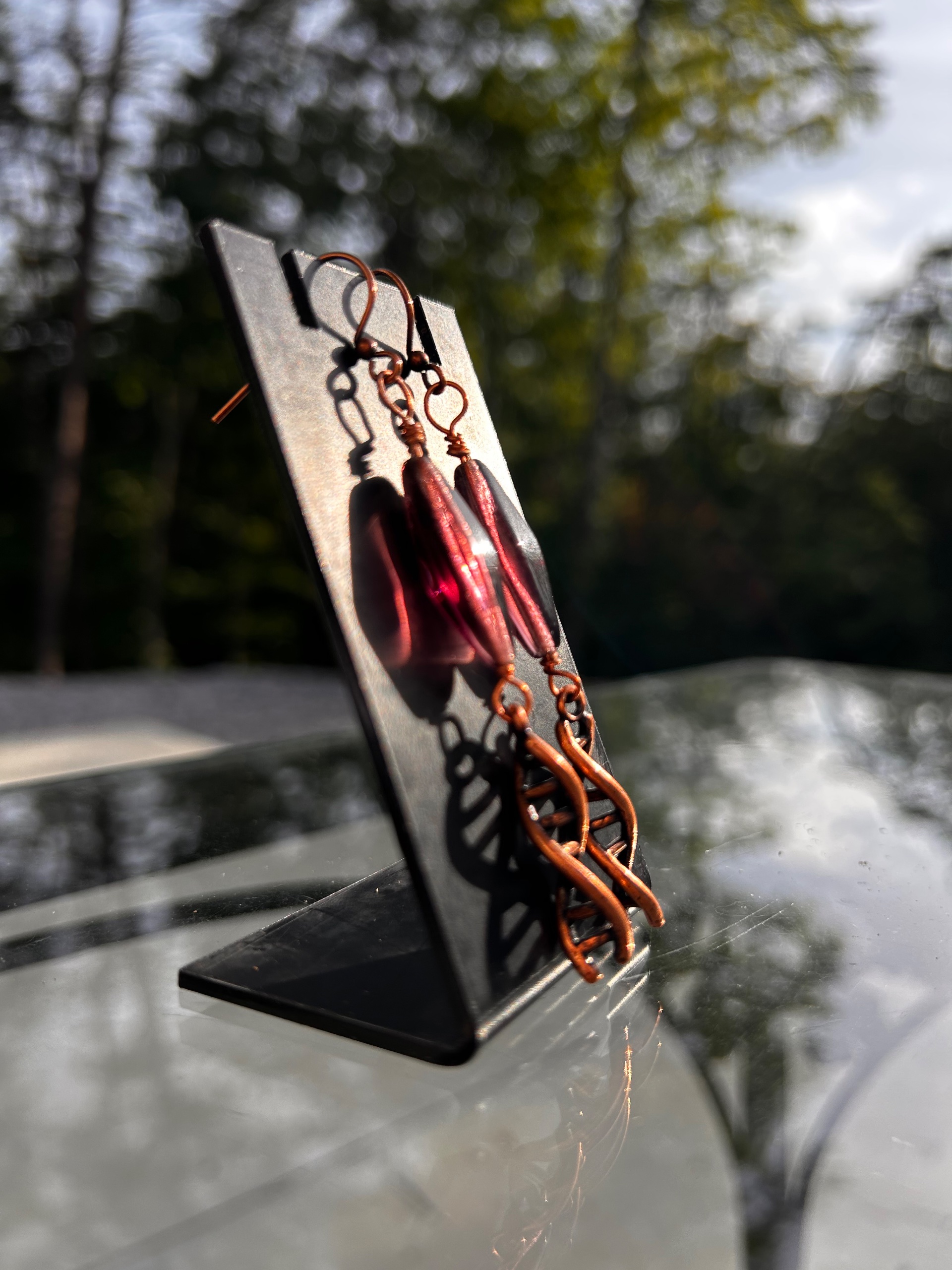 Handmade Copper Plated DNA Double Helix Earrings  - thumbnail 5 of 5