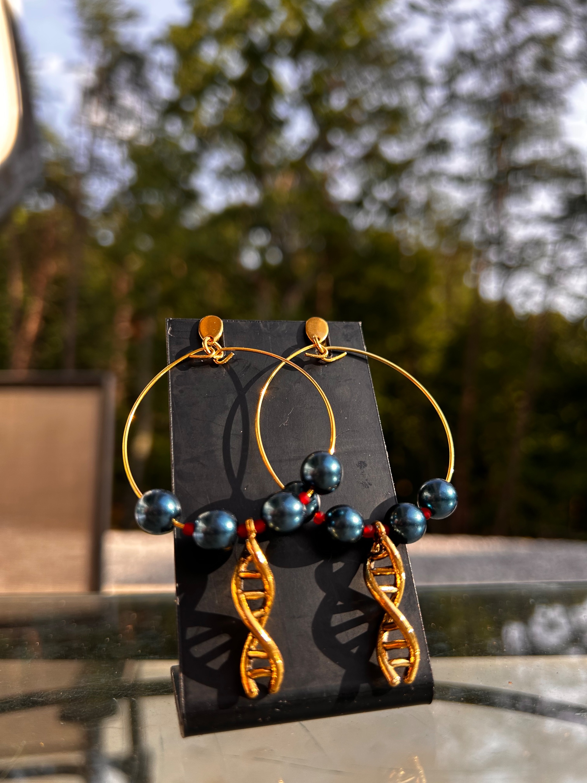 DNA Double Helix Charm Gold-Plated Hoop Earrings - thumbnail 5 of 6