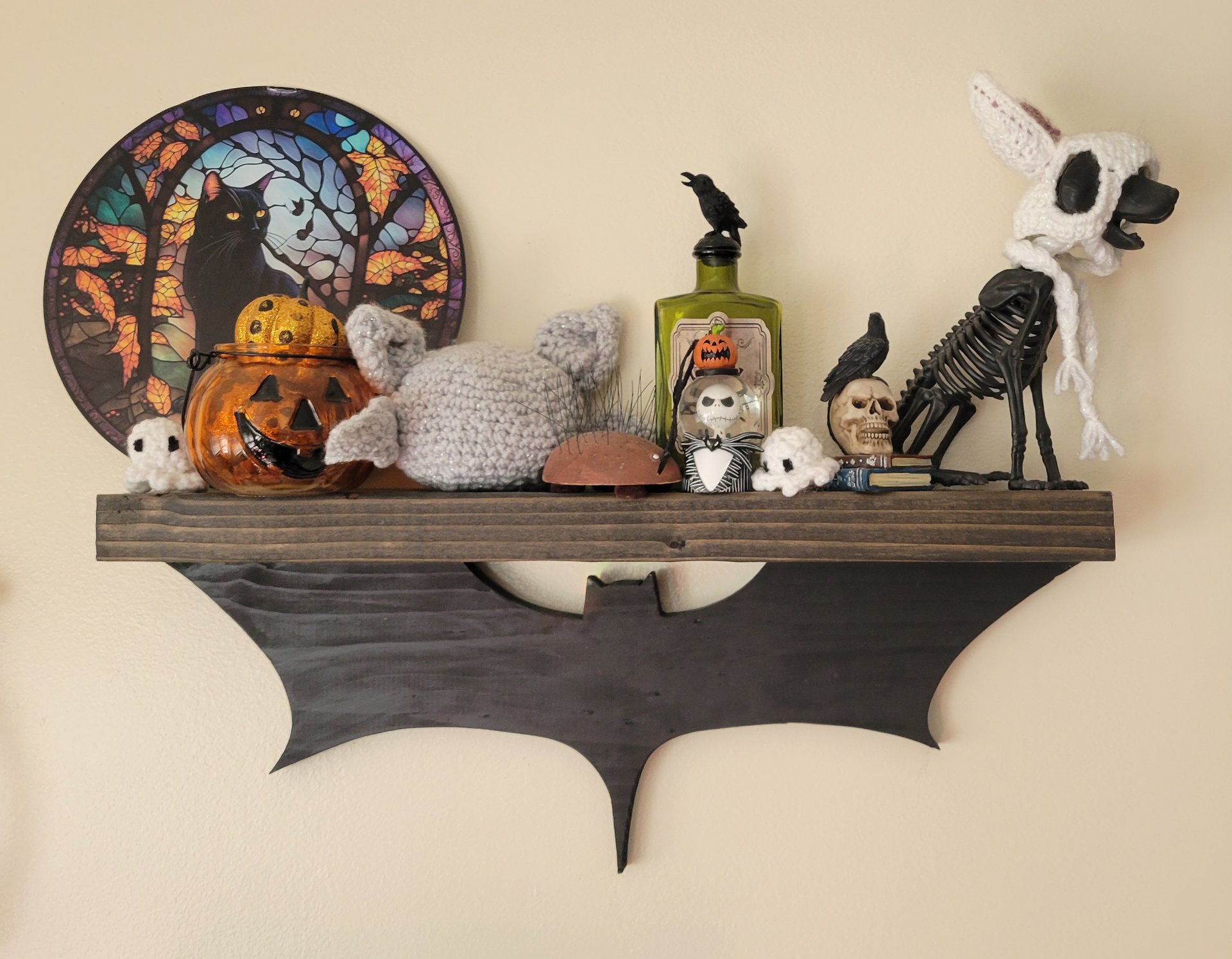 Handmade Wooden Bat Shelf