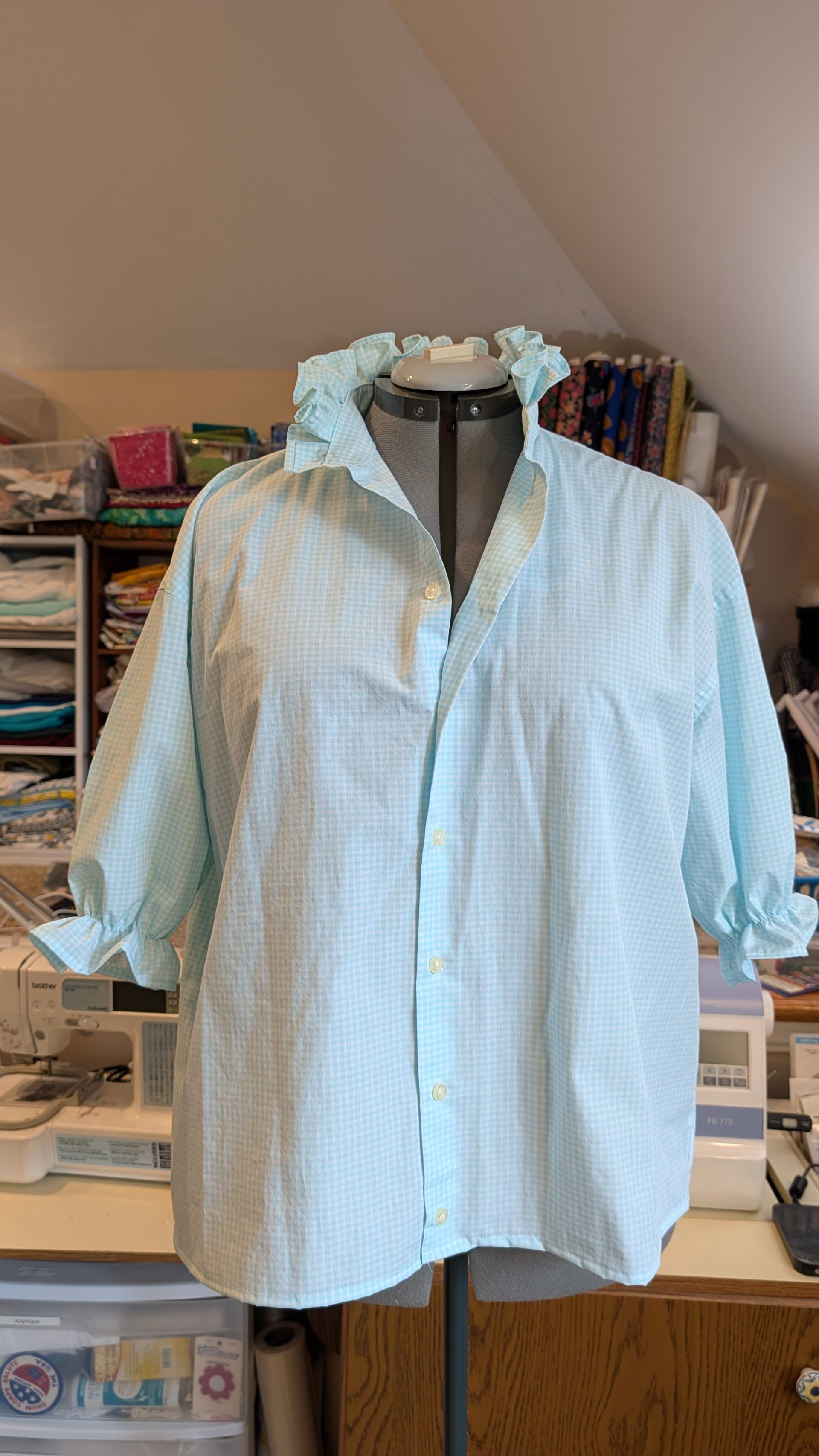 Ruffle Collar 3/4 sleeve top