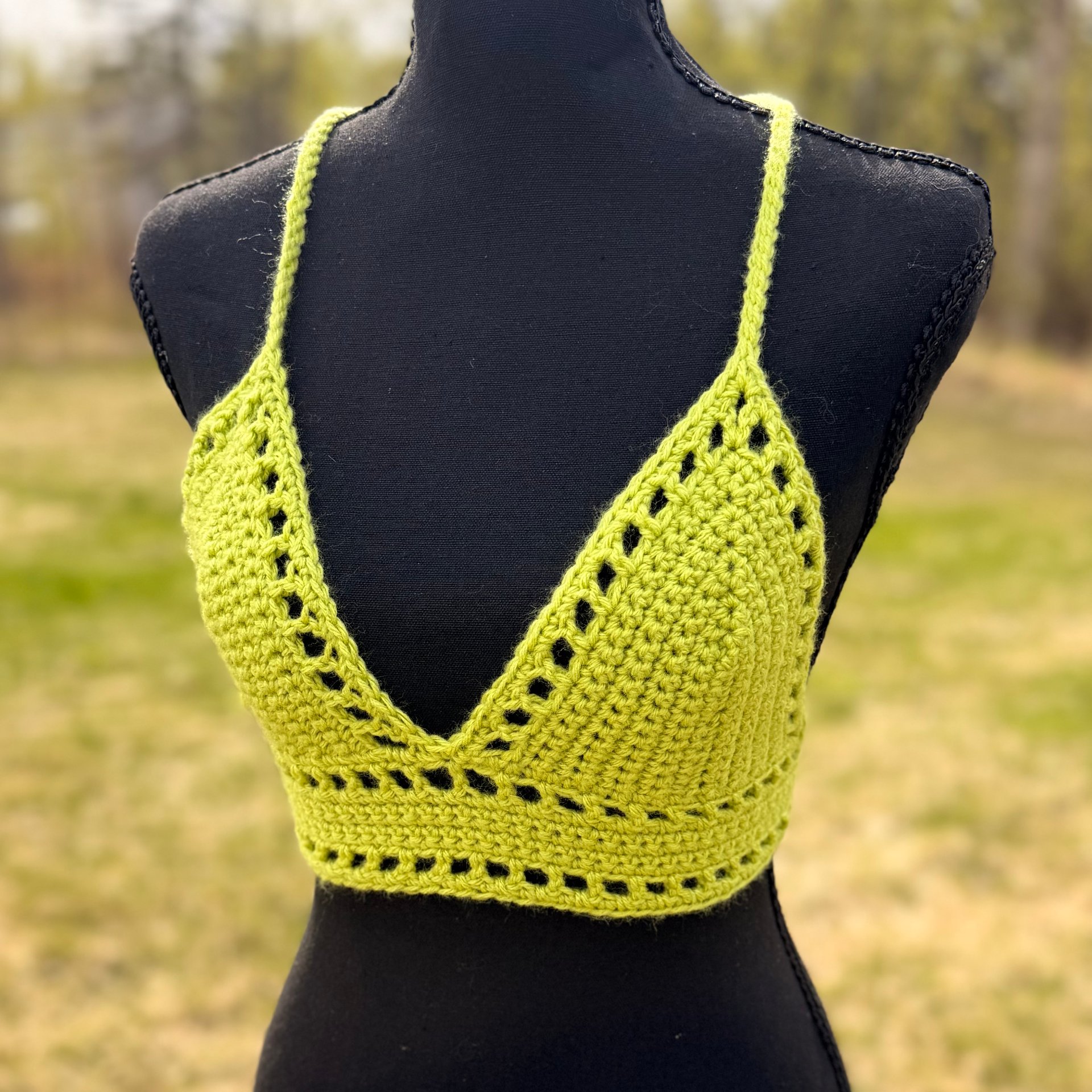 Green Surge Crochet Bralette Top Size Small