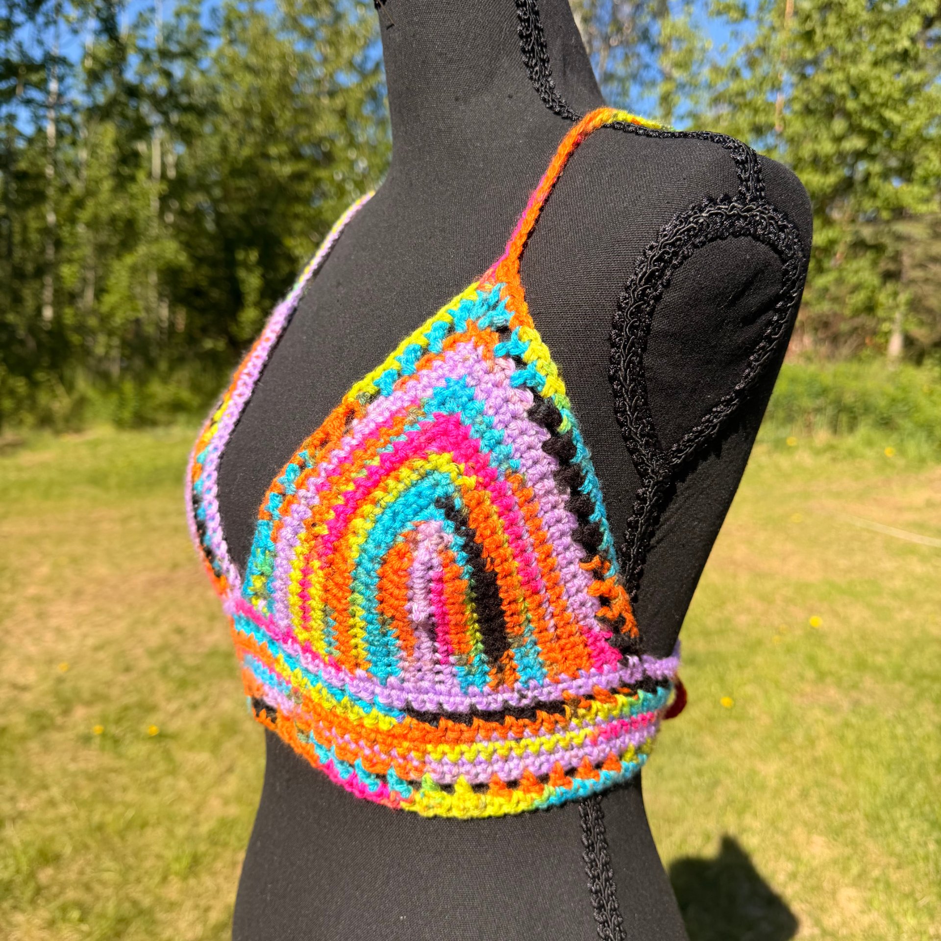 Trippy Hippy Crochet Bralette Top Size Small - thumbnail 3 of 6