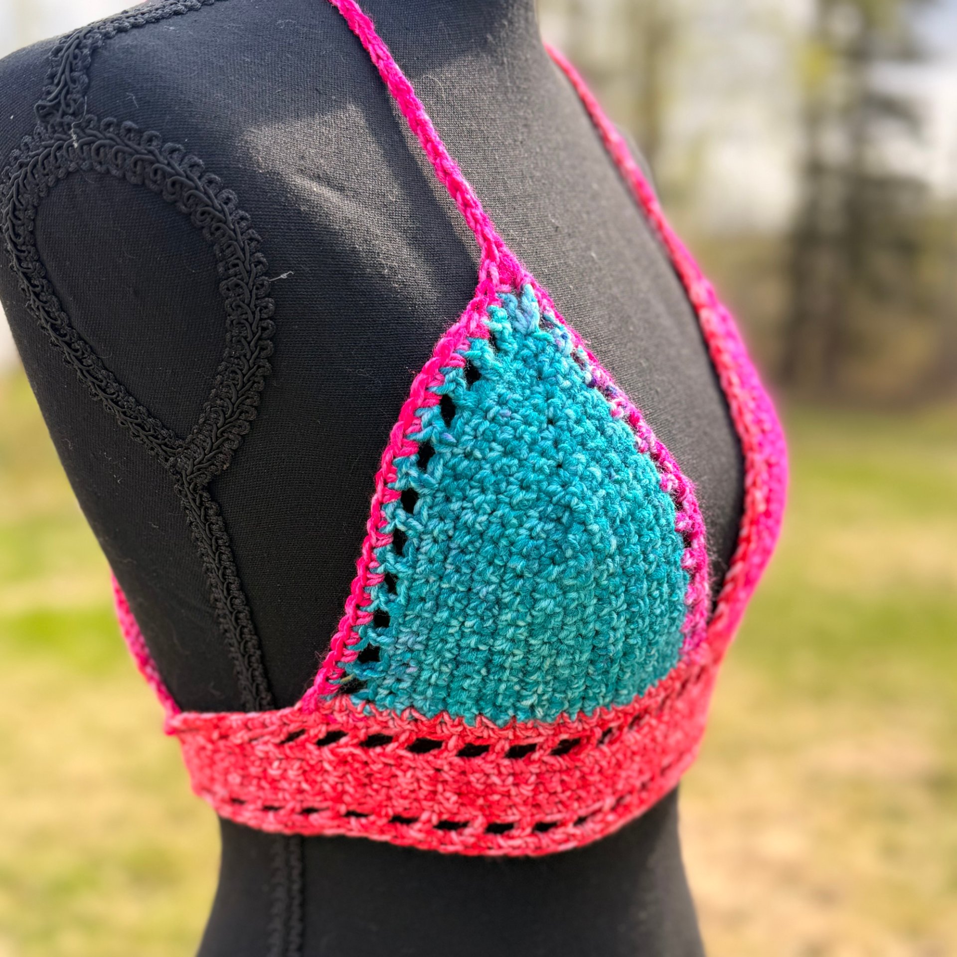 Neon Galaxy Crochet Bralette Top Size X Small - thumbnail 4 of 5