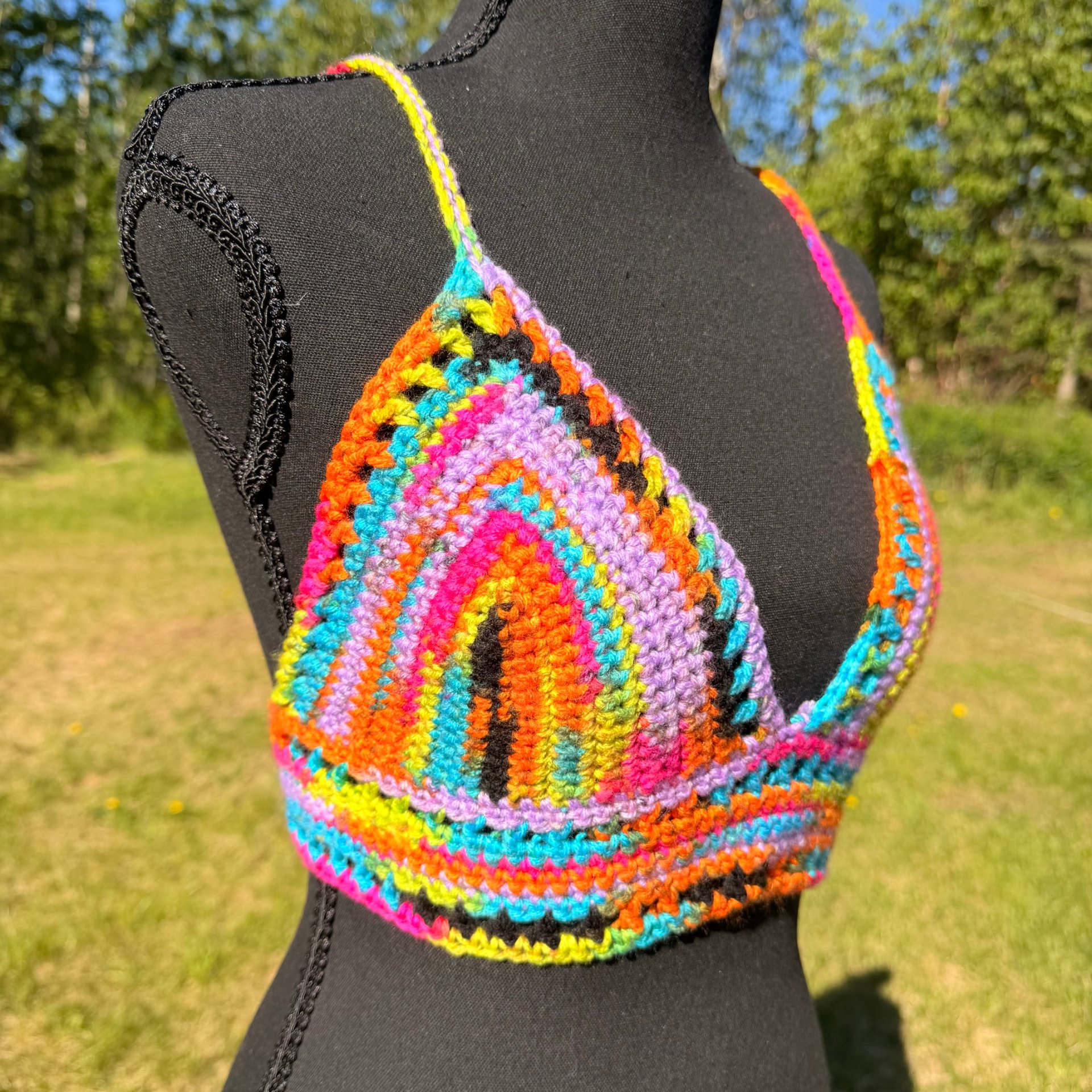 Trippy Hippy Crochet Bralette Top Size Small - thumbnail 2 of 6