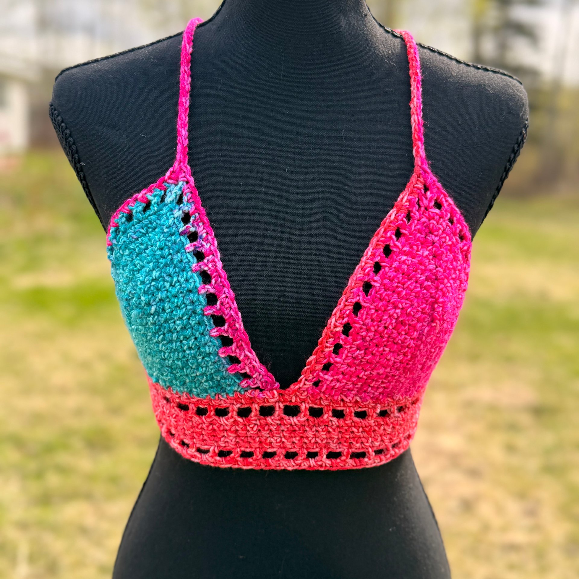 Neon Galaxy Crochet Bralette Top Size X Small