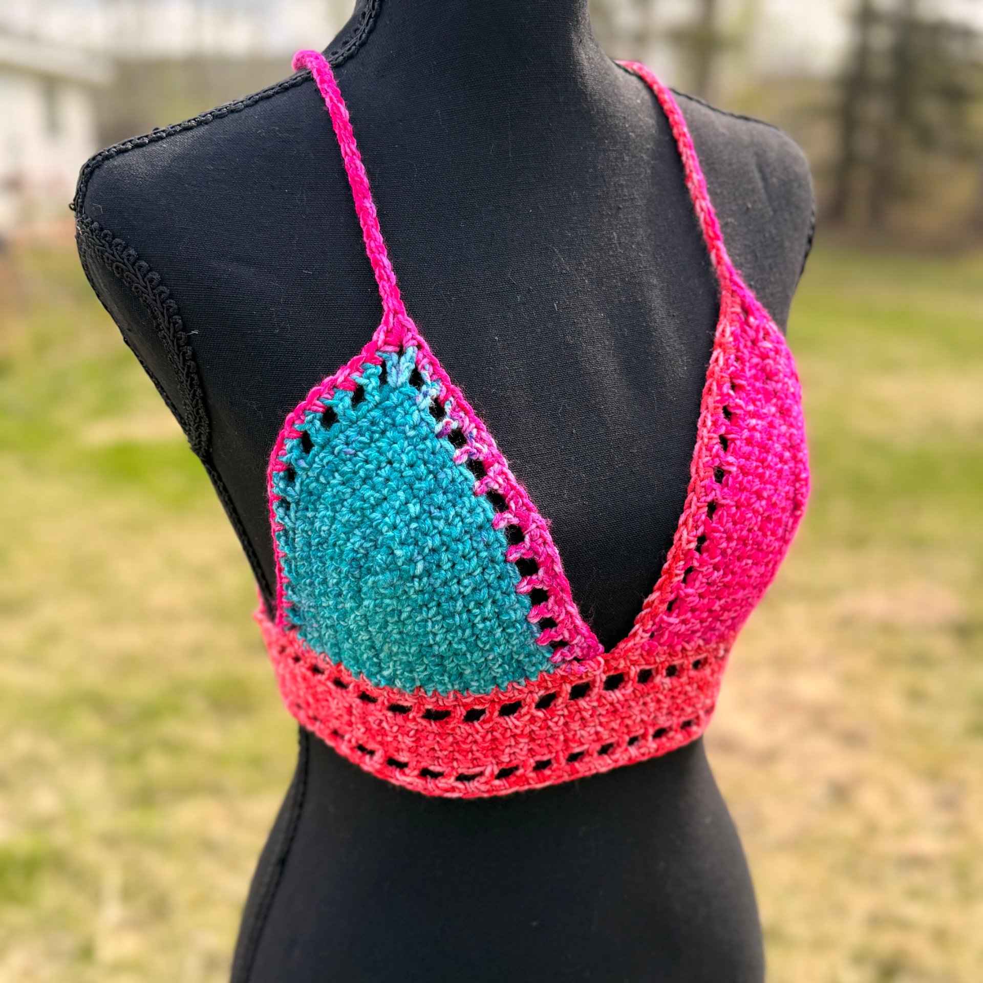 Neon Galaxy Crochet Bralette Top Size X Small - thumbnail 2 of 5