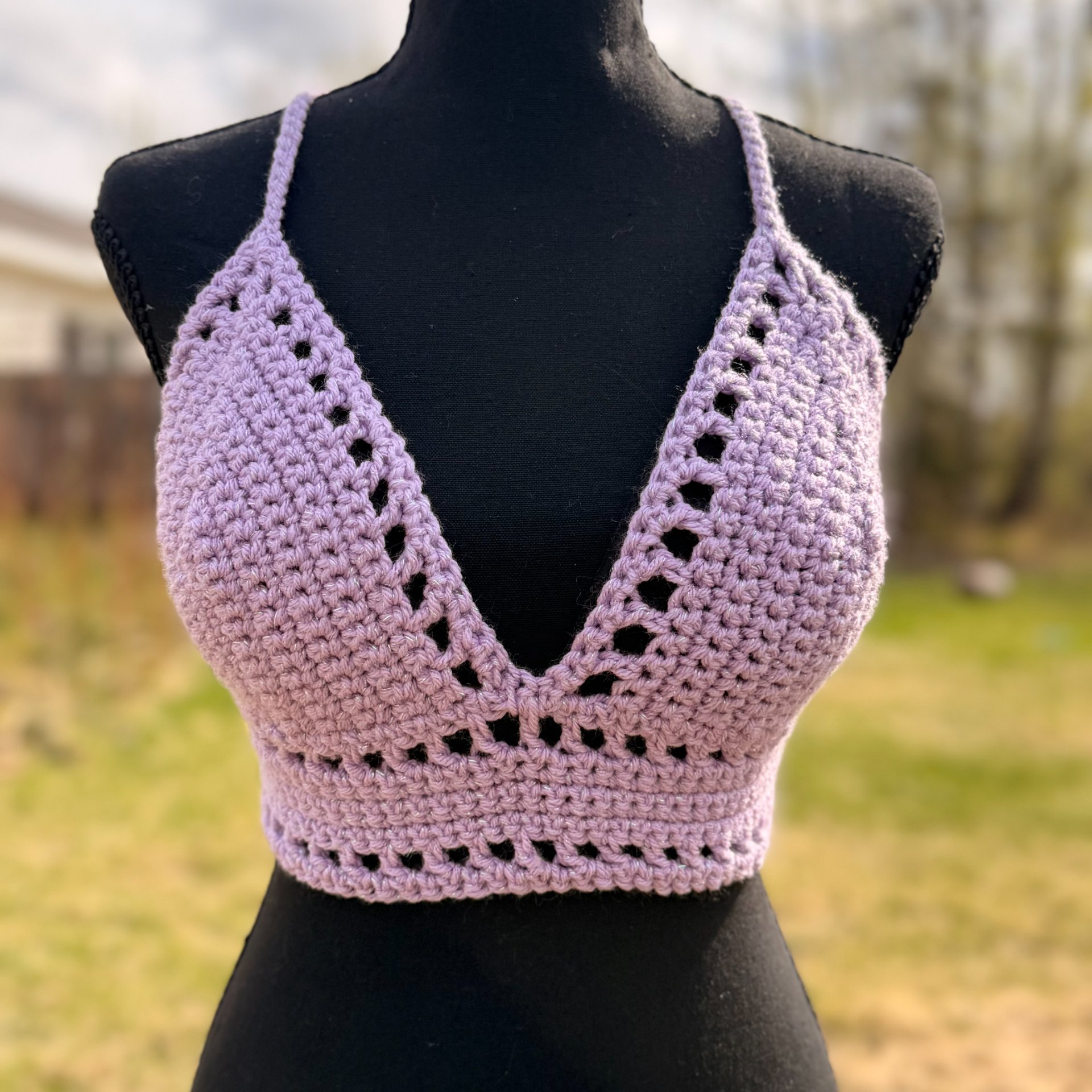 Lavender sparkle crochet top