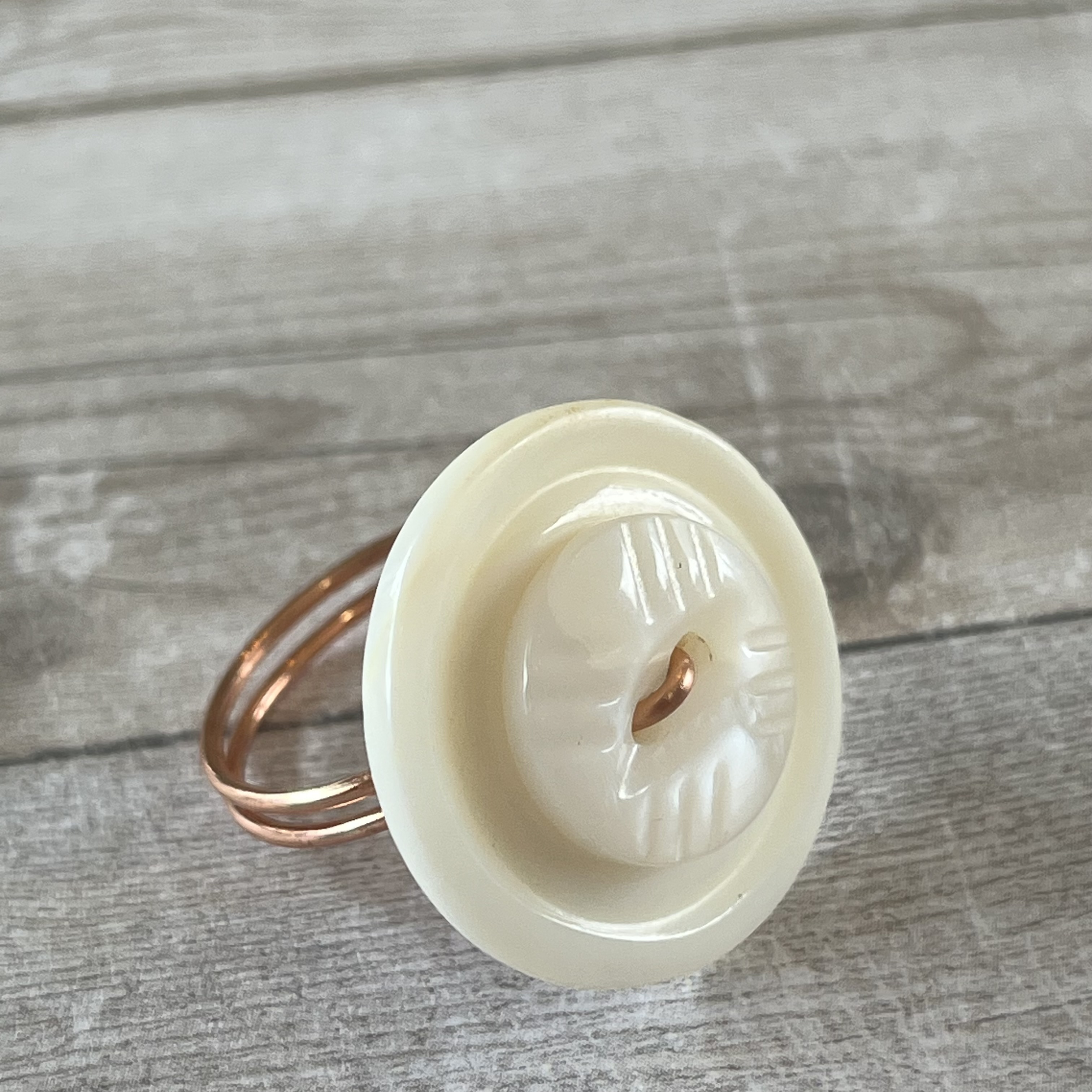 Mother of Pearl Stacked Vintage Button Ring Size 7 or Custom Sizing Available  - thumbnail 8 of 8