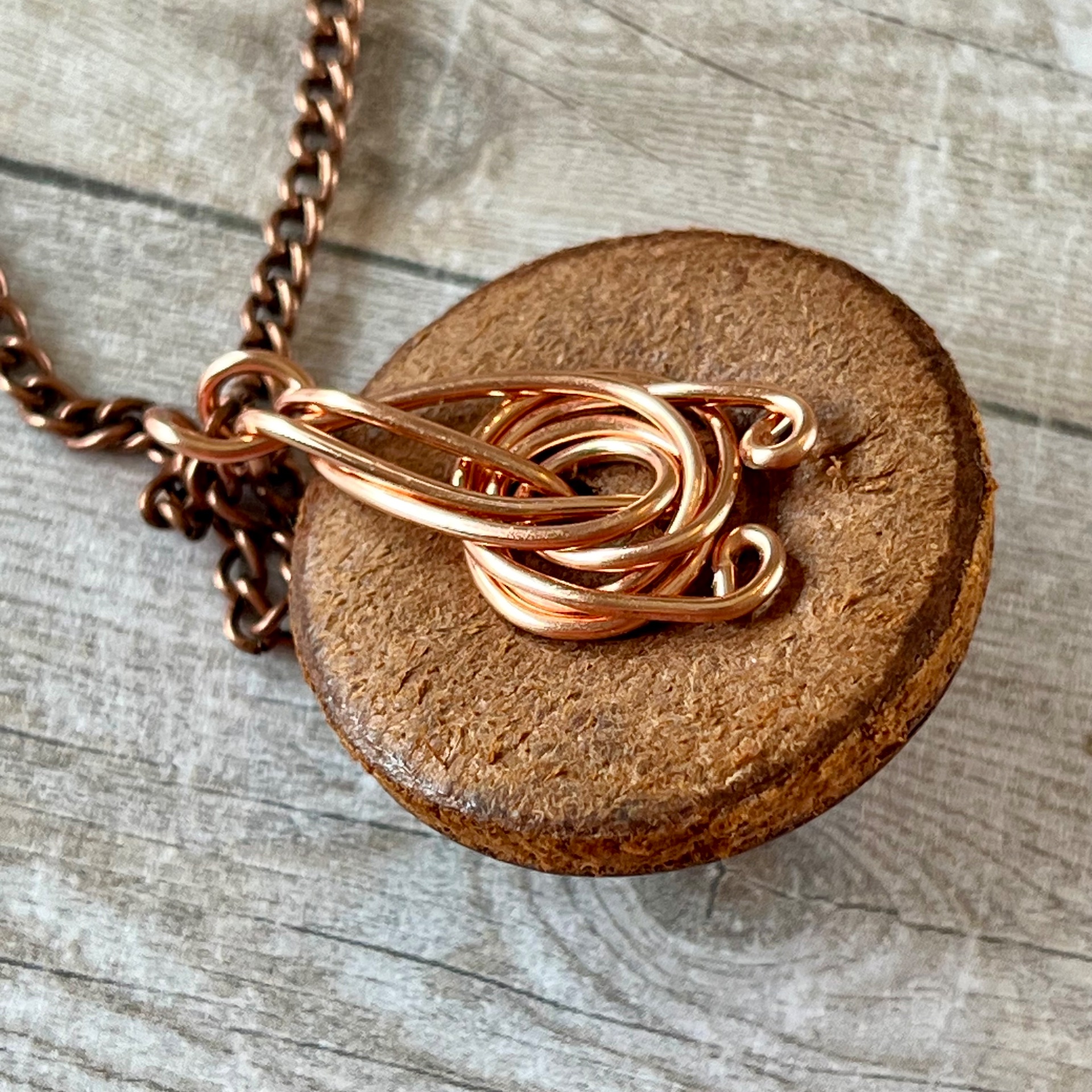 Brown Stacked Vintage Button Pendant Necklace - thumbnail 6 of 7