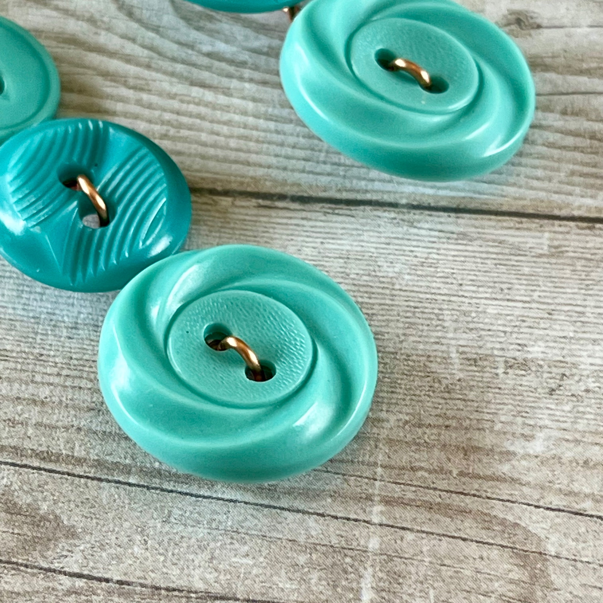 Aqua Dangle Vintage Button Earrings  - thumbnail 4 of 8