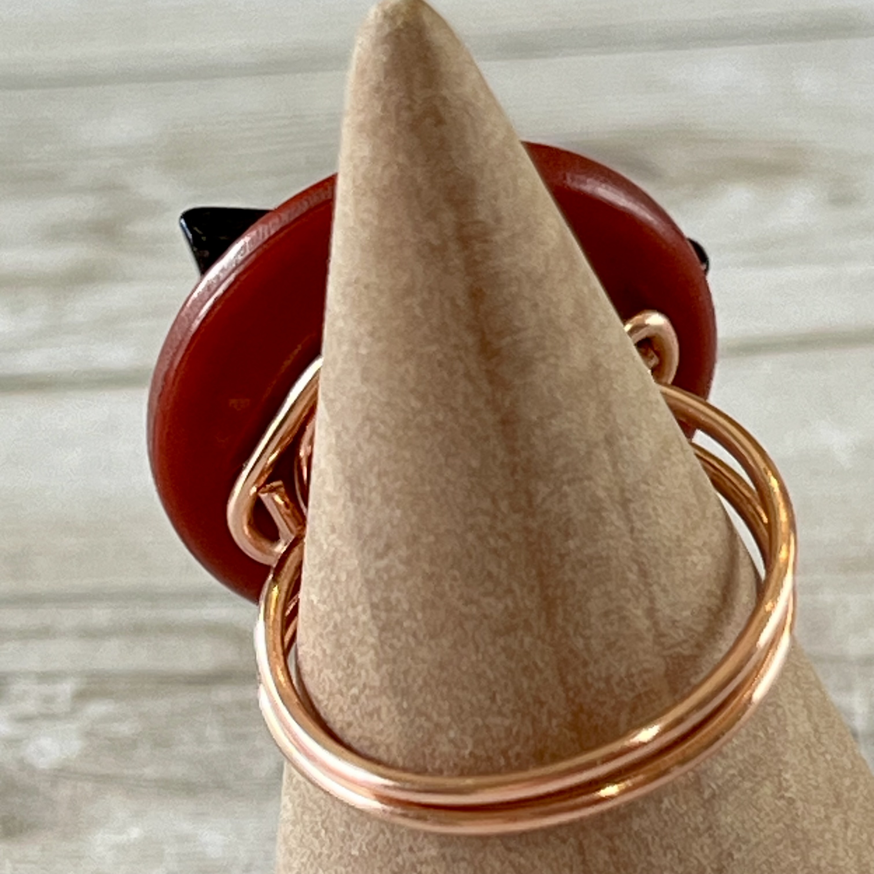 Rust and Black Triangle Stacked Vintage Button Ring size 7 or custom sizing available  - thumbnail 5 of 6