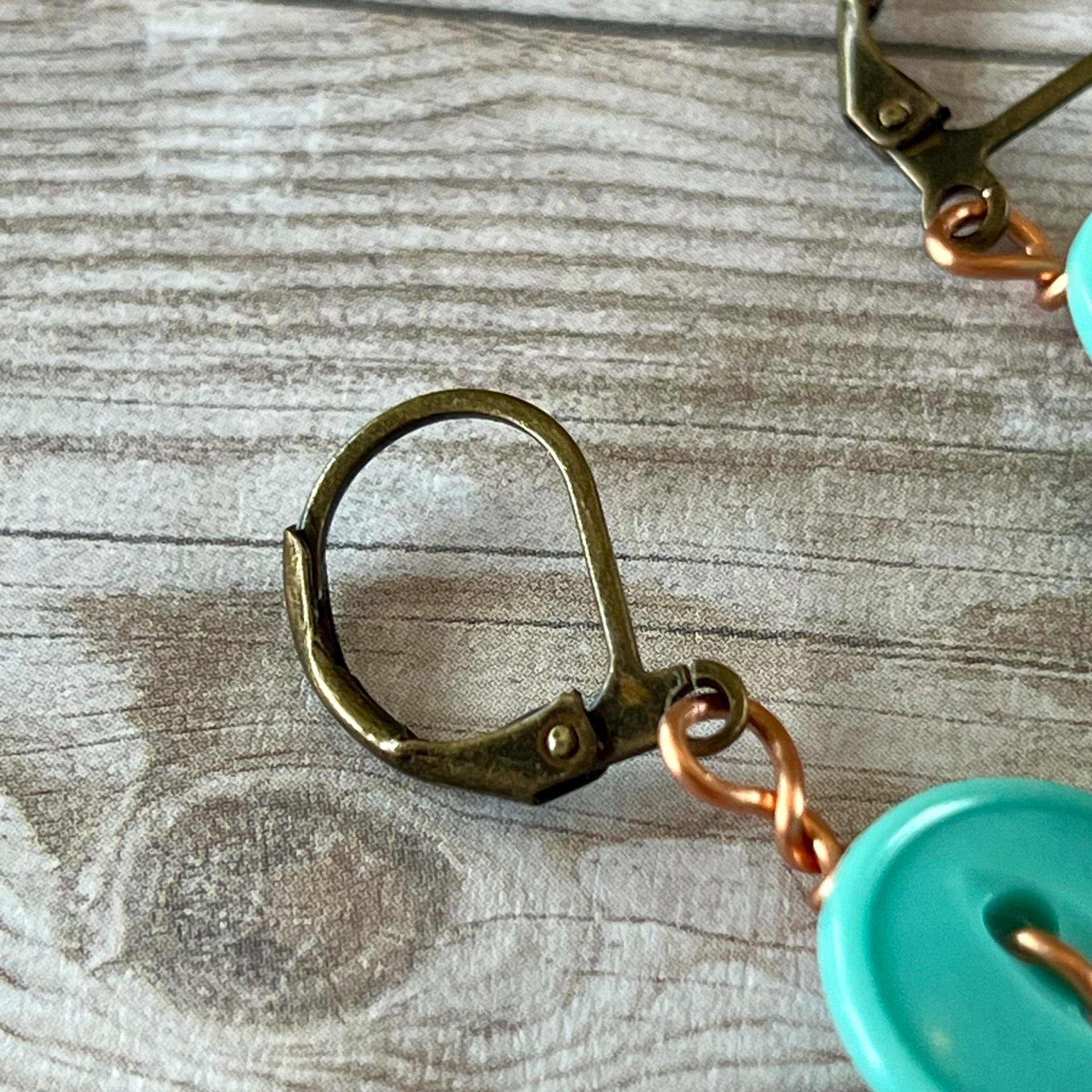 Aqua Dangle Vintage Button Earrings  - thumbnail 7 of 8