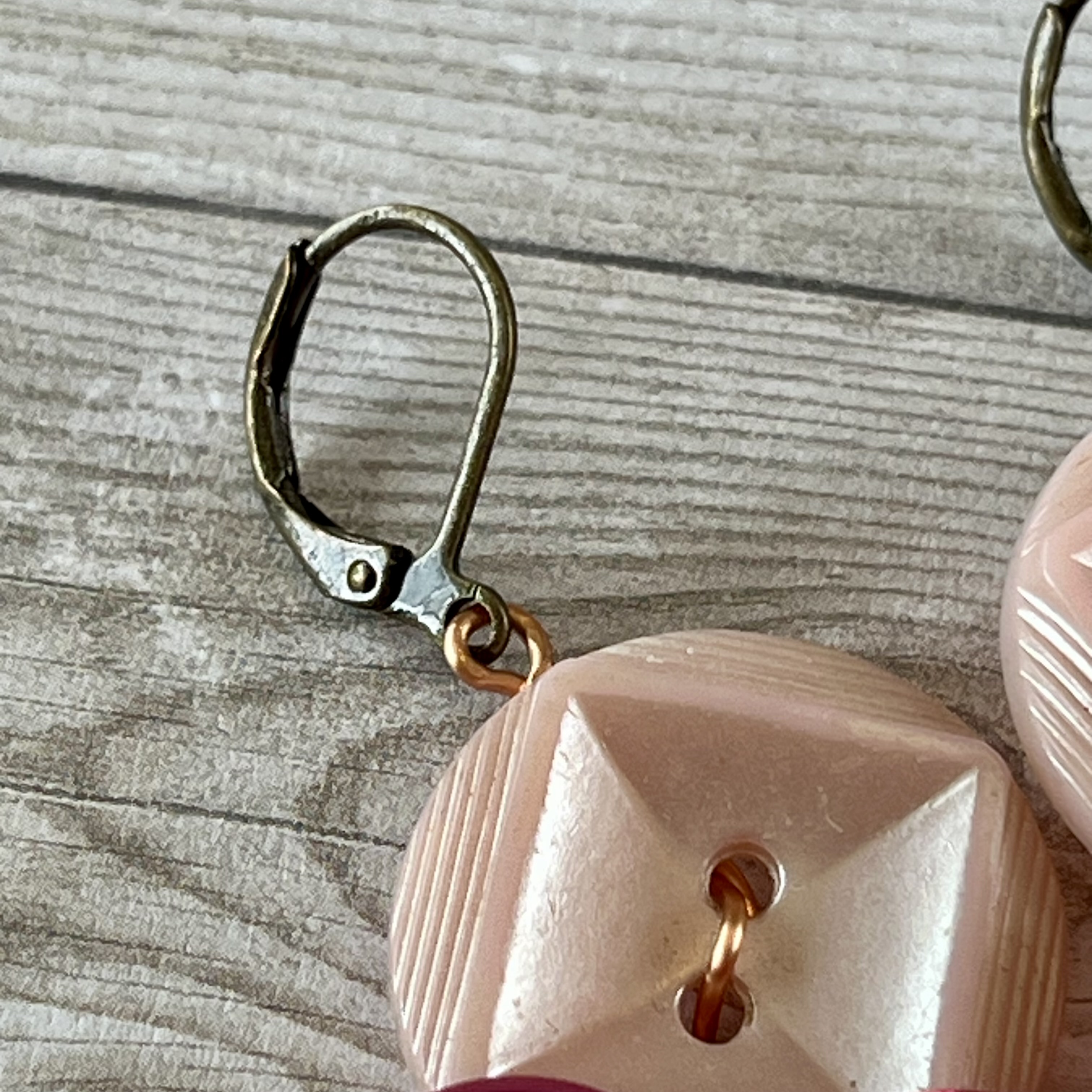 Pink Cluster Vintage Button Earrings  - thumbnail 4 of 7