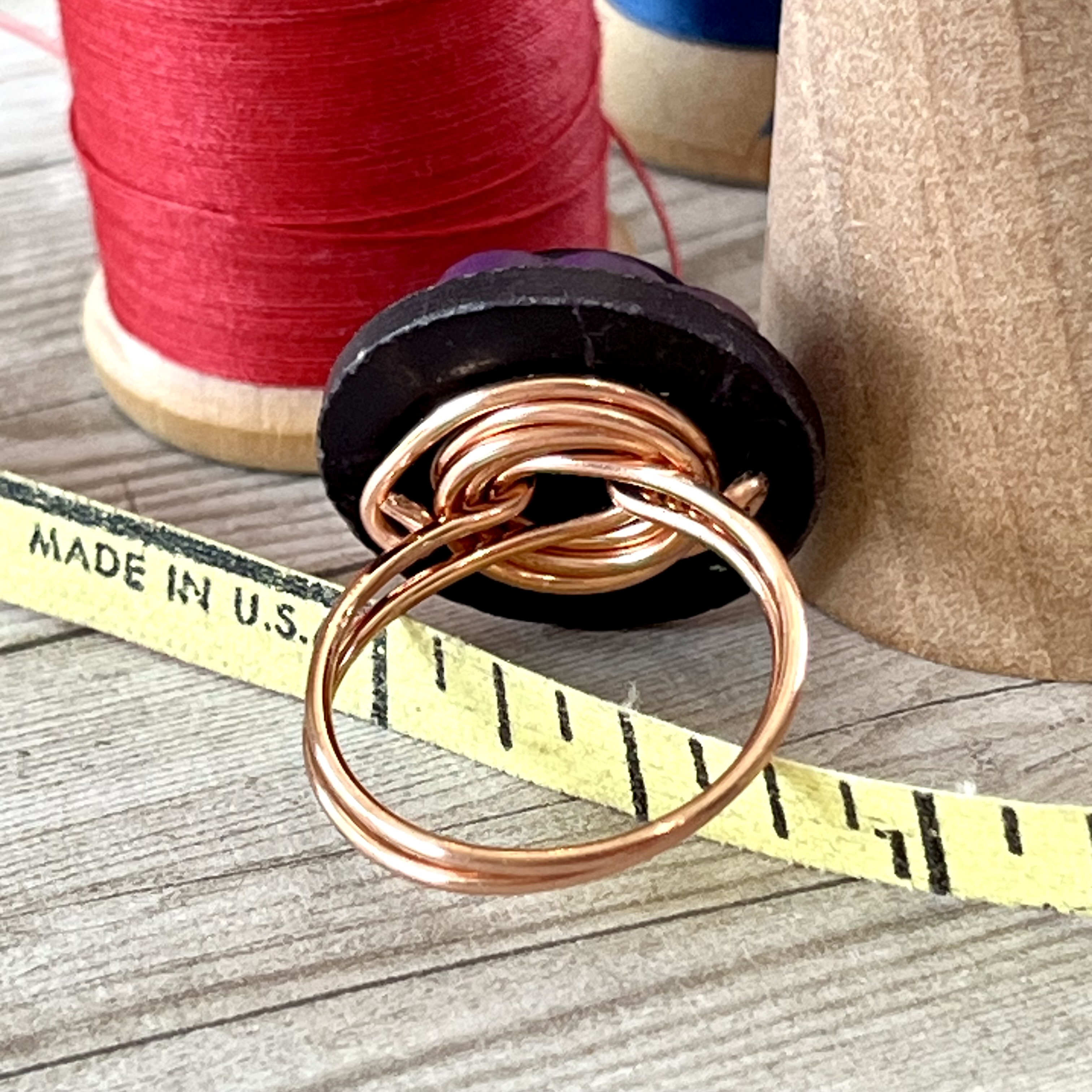 Purple Stacked Vintage Button Ring size 7 or custom sizing available  - thumbnail 5 of 7