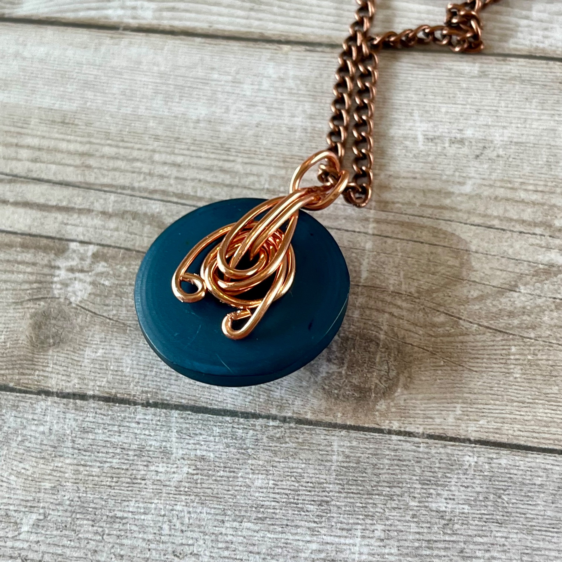 Blue Stacked Vintage Button Pendant Necklace - thumbnail 6 of 6