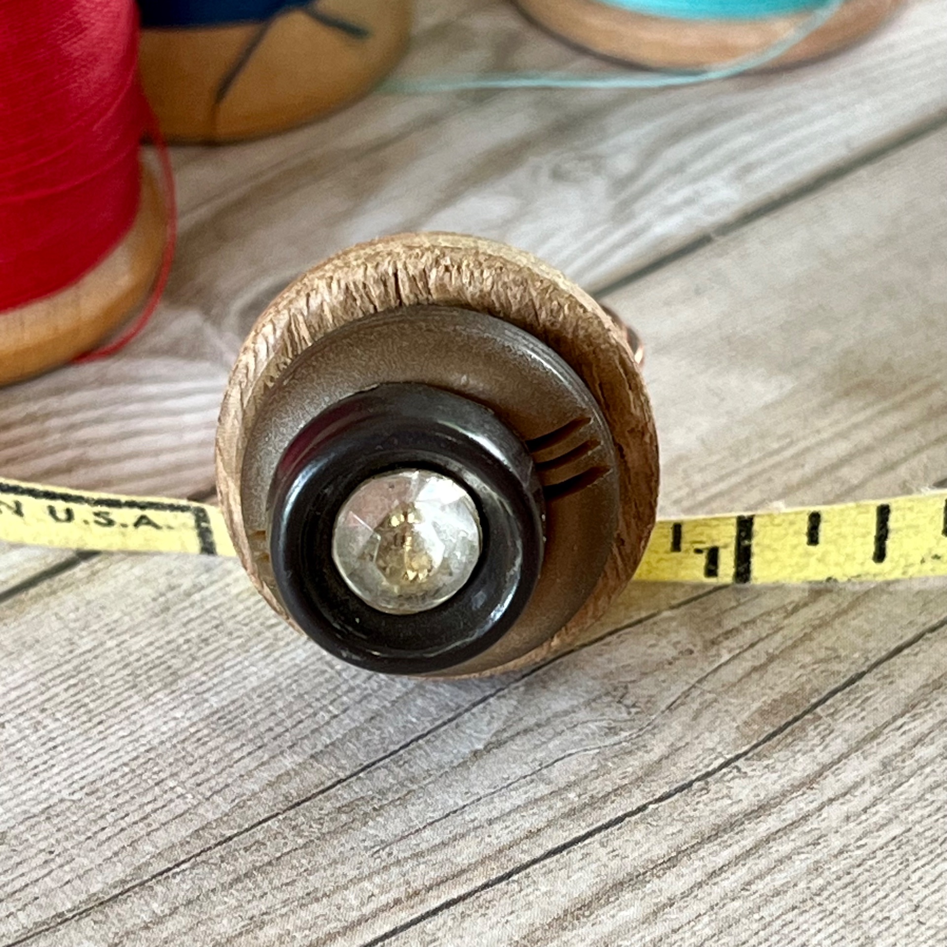 Brown Rhinestone Stacked Vintage Button Ring size 7 or Custom Sizing Available  - thumbnail 5 of 8