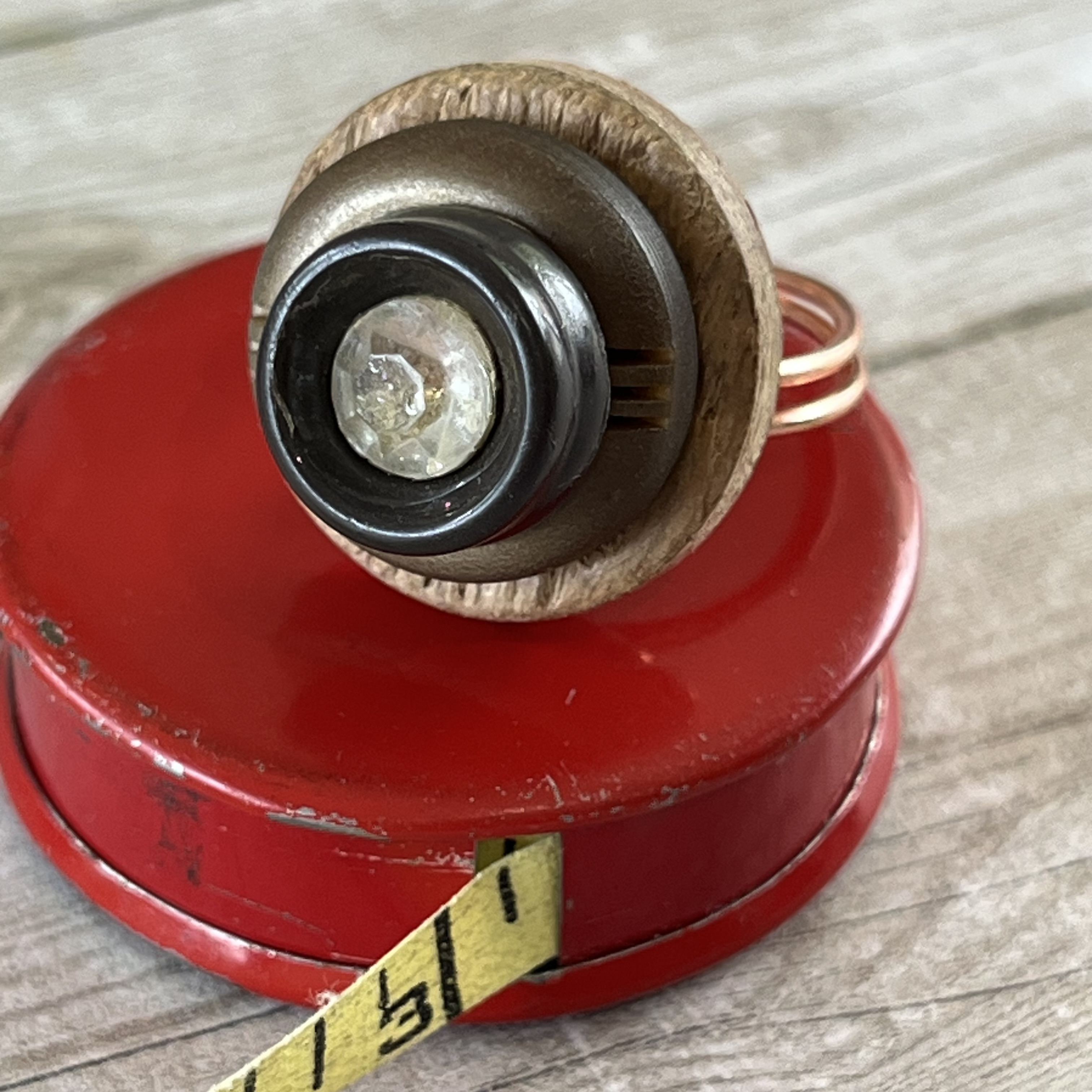 Brown Rhinestone Stacked Vintage Button Ring size 7 or Custom Sizing Available  - thumbnail 7 of 8