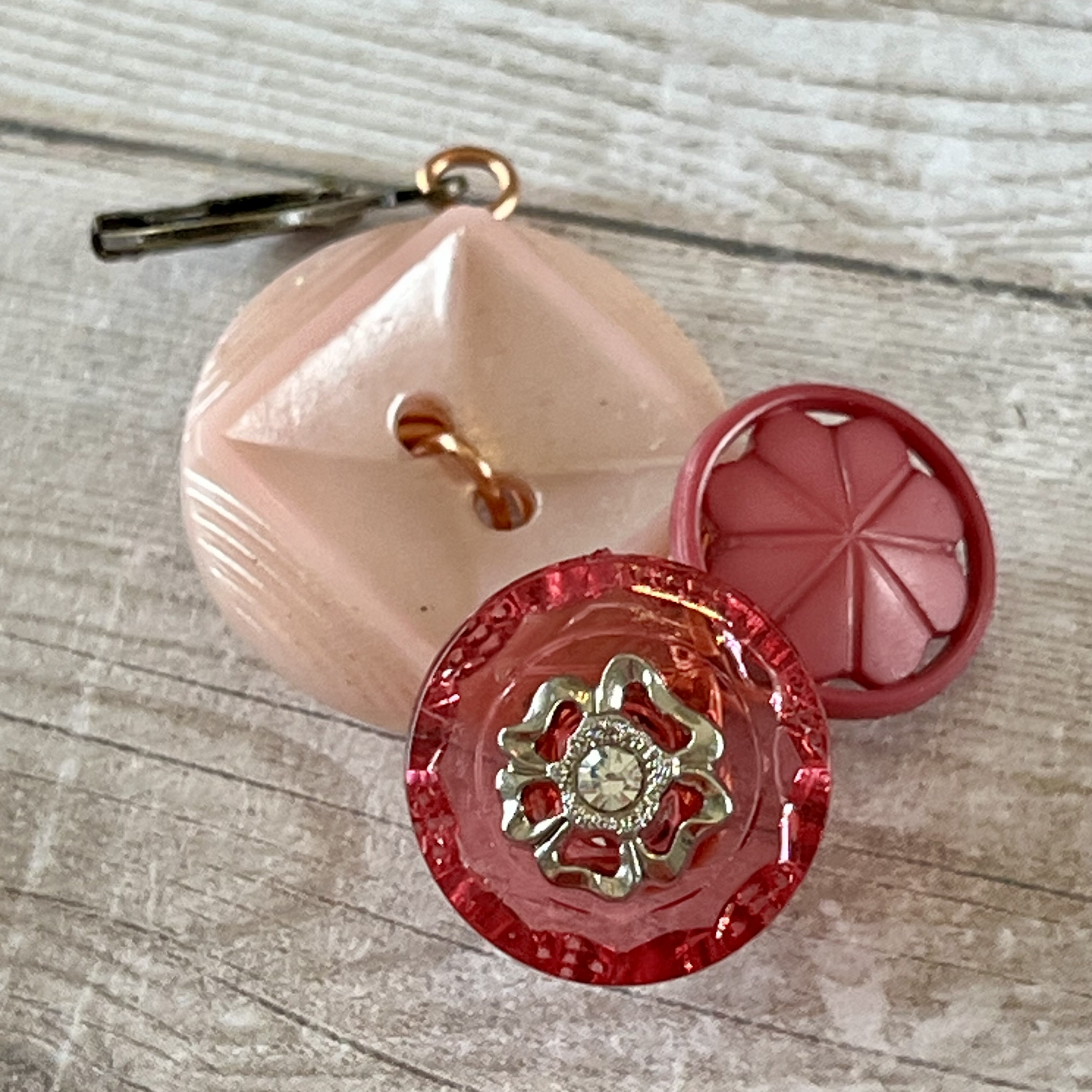 Pink Cluster Vintage Button Earrings  - thumbnail 5 of 7