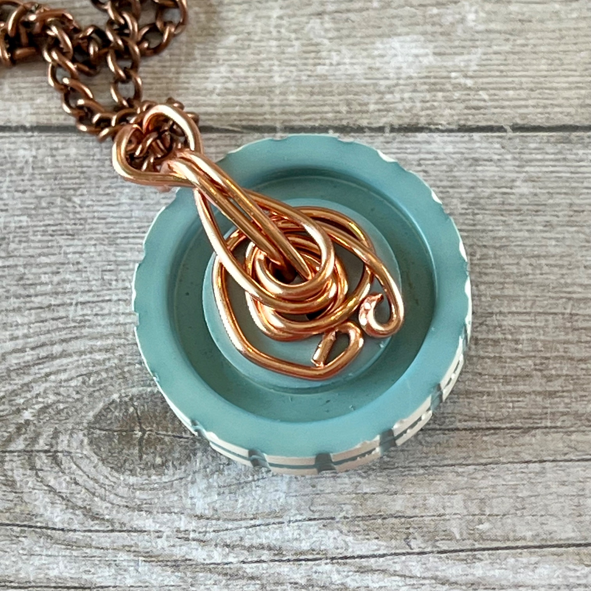 Aqua and White Stacked Button Pendant Necklace - thumbnail 6 of 8