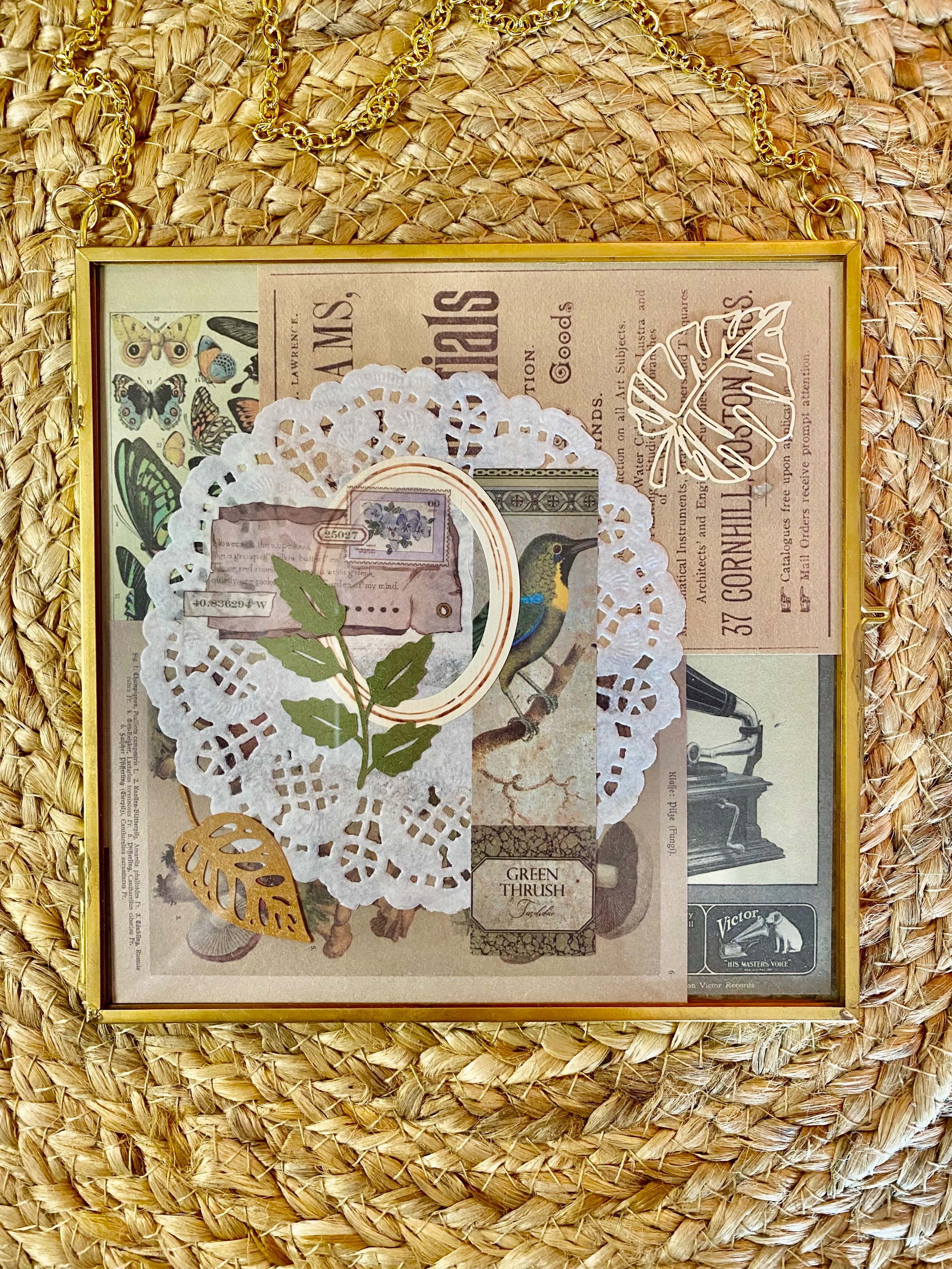 Vintage Collage Artwork in Glass Frame - thumbnail 2 of 3