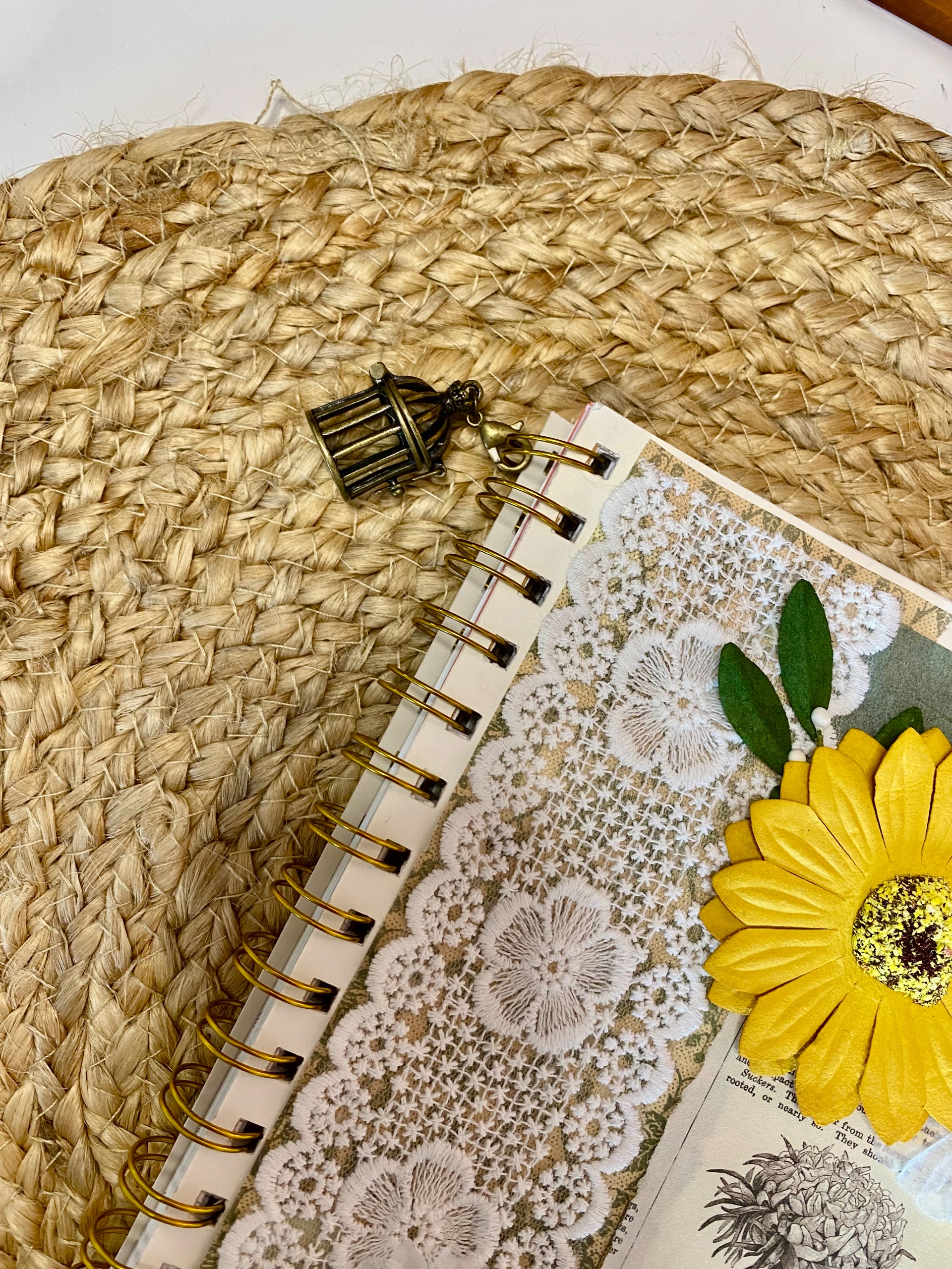 Handmade Junk Journal w/ Birdcage Charm - thumbnail 2 of 4