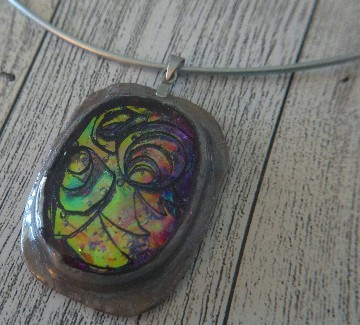 Faux-abalone Recycled Paper Art Jewelry Necklace  - thumbnail 2 of 4