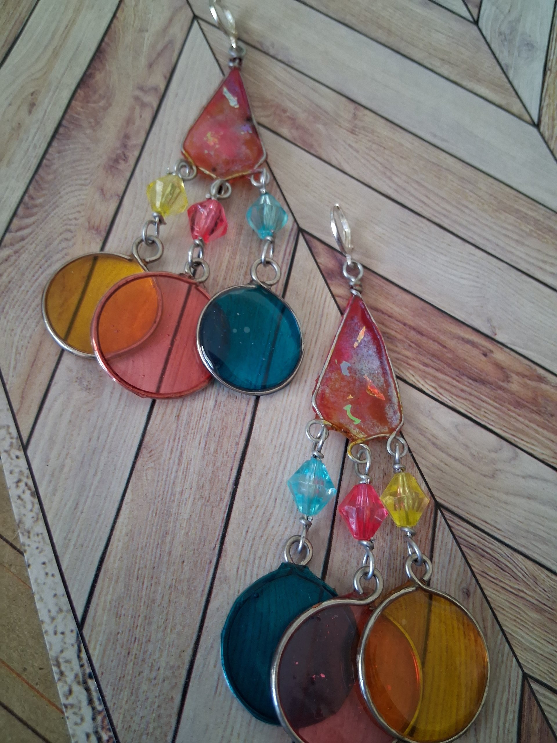 Luminous Elements Kinetic Earrings, Pink, Yellow and Blue - thumbnail 5 of 5