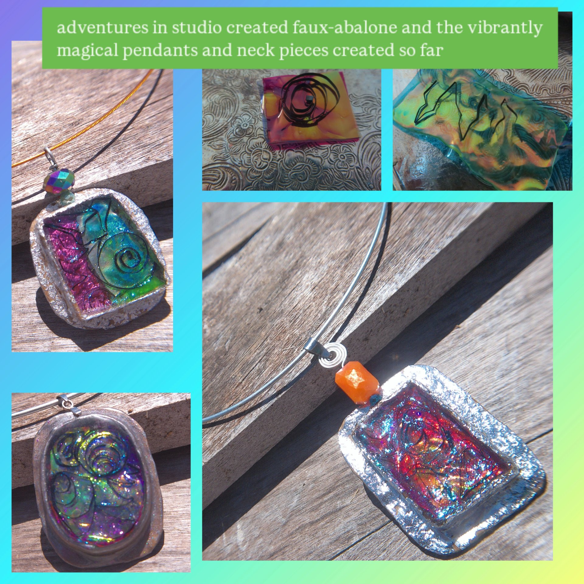 Faux-abalone Recycled Paper Art Jewelry Necklace  - thumbnail 4 of 4