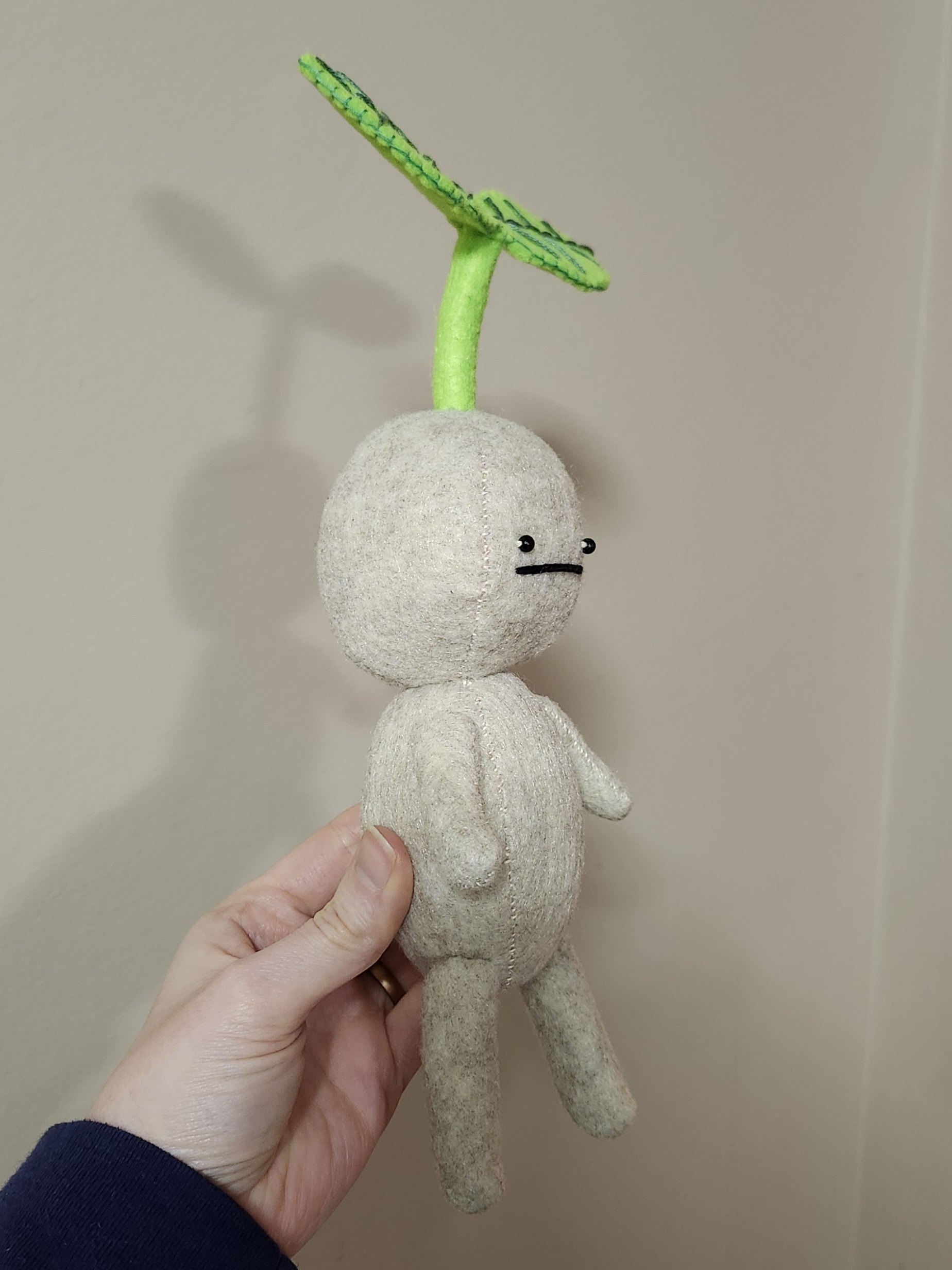Rutabaga the Sprout Creature: Handsewn Felt Doll - thumbnail 3 of 4