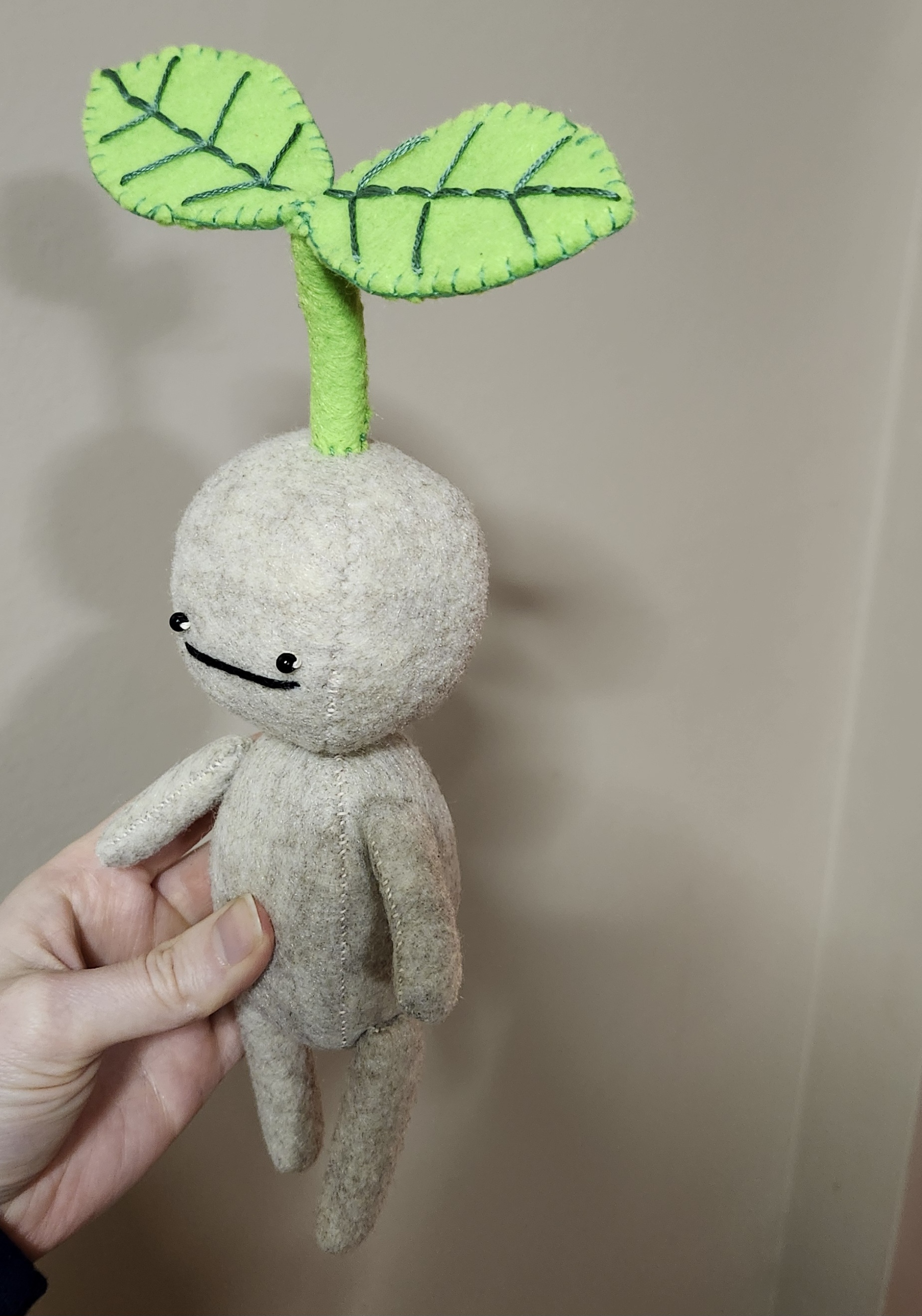 Rutabaga the Sprout Creature: Handsewn Felt Doll - thumbnail 2 of 4